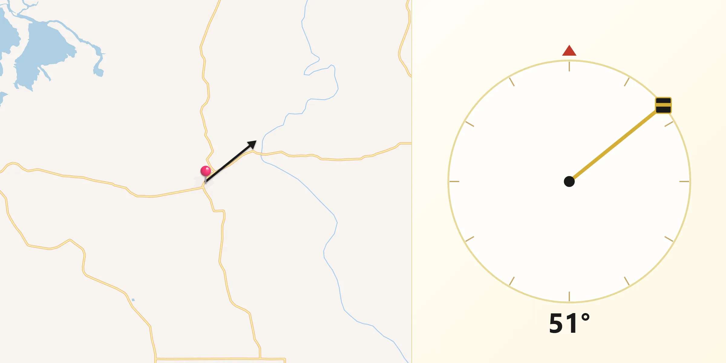 Dirección de la Qibla desde Encrucijada 3ra. Sección (Las Calzadas)