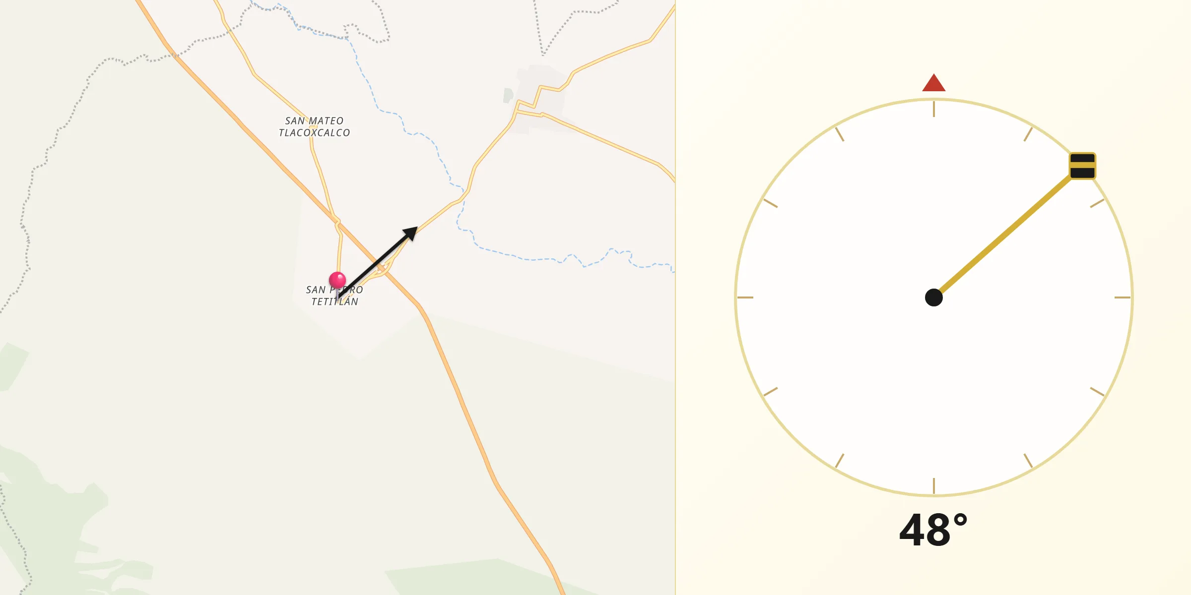 Dirección de la Qibla desde San Pedro Tetitlán