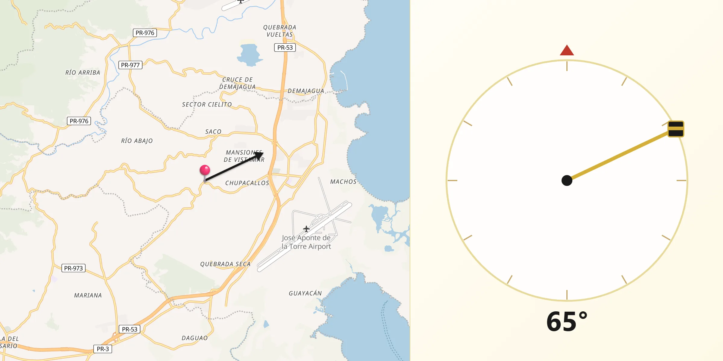 Qibla Direction from Ceiba Municipio