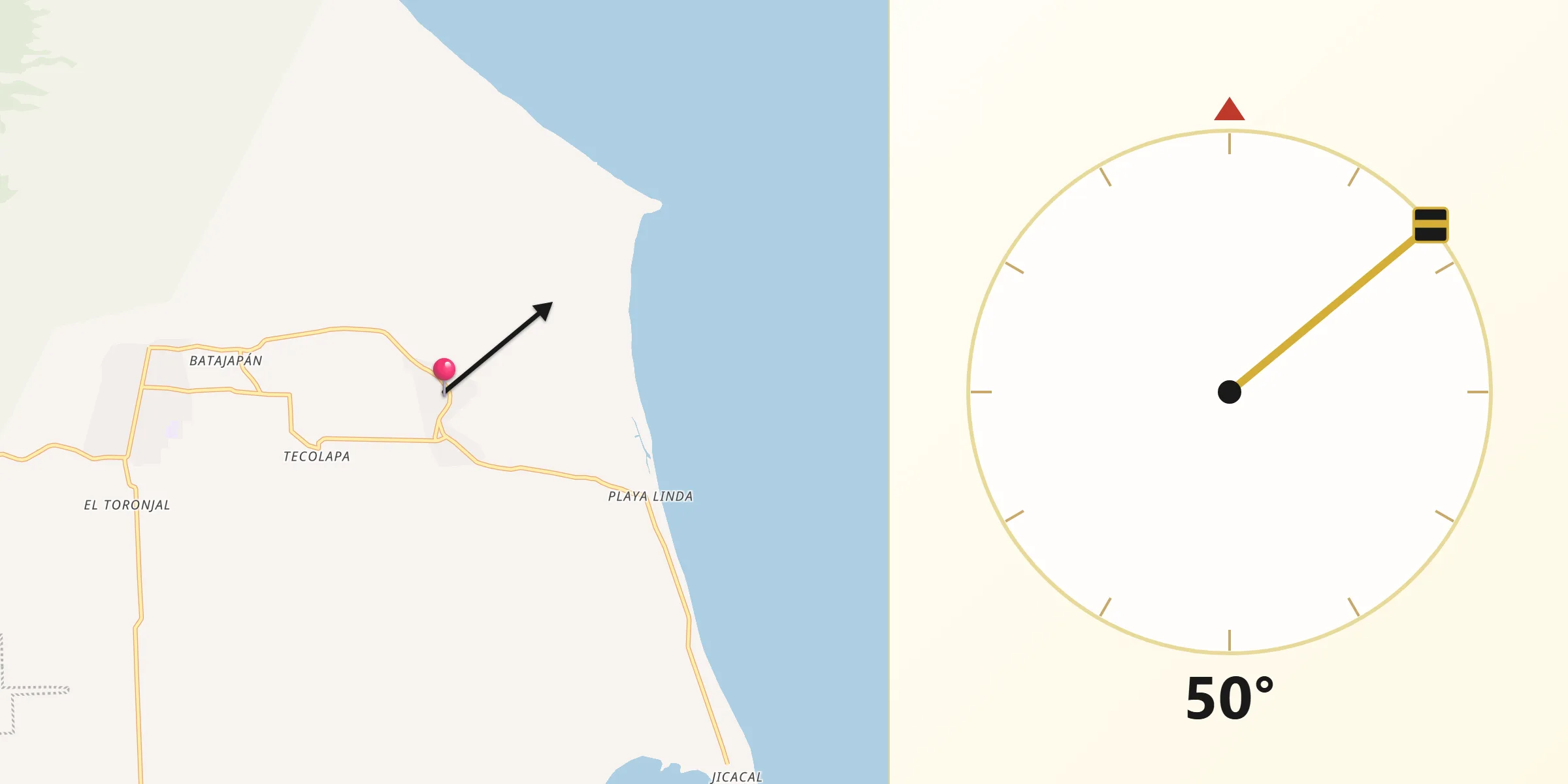 Dirección de la Qibla desde San Juan Volador