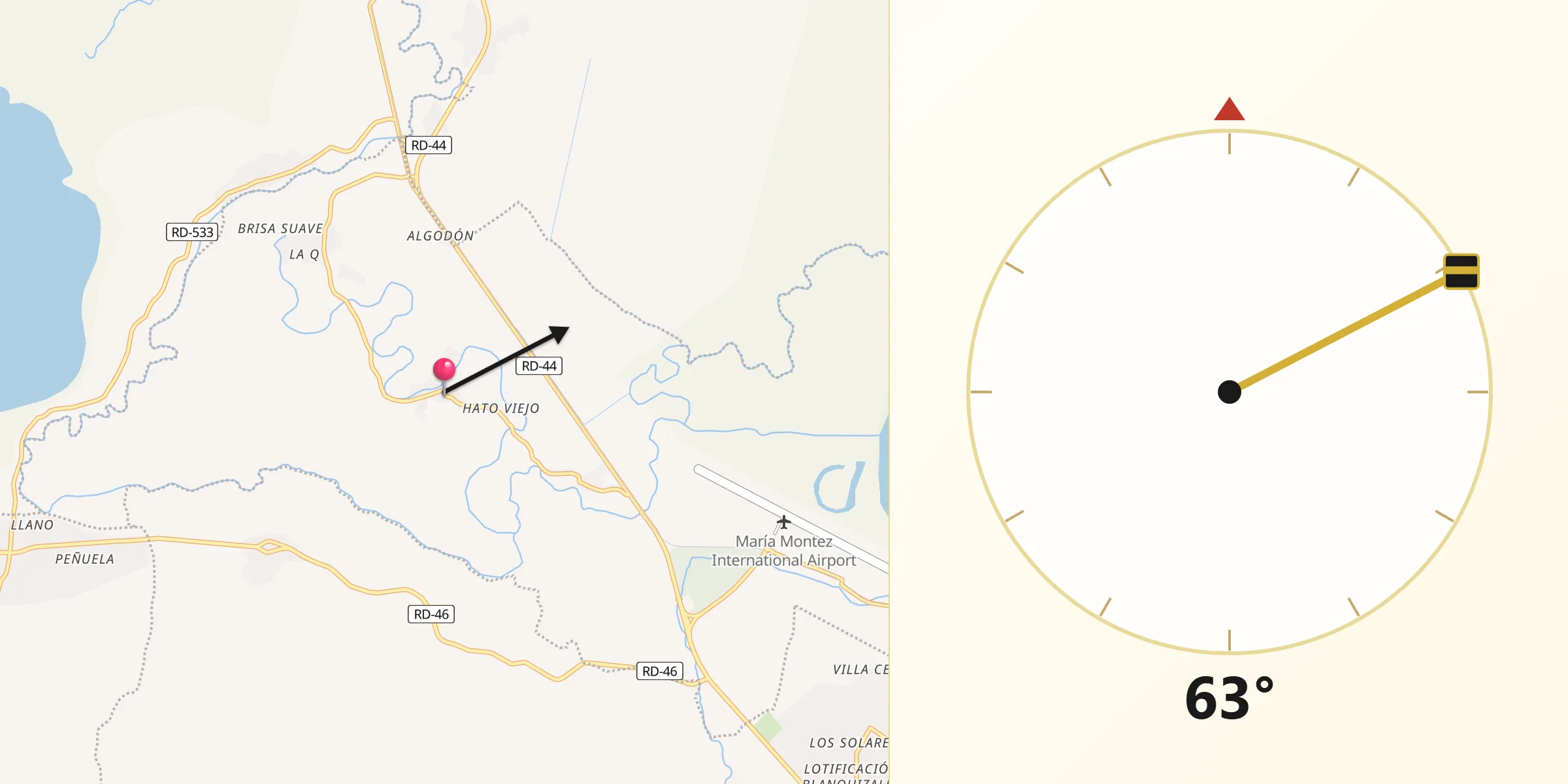Dirección de la Qibla desde Pescadería