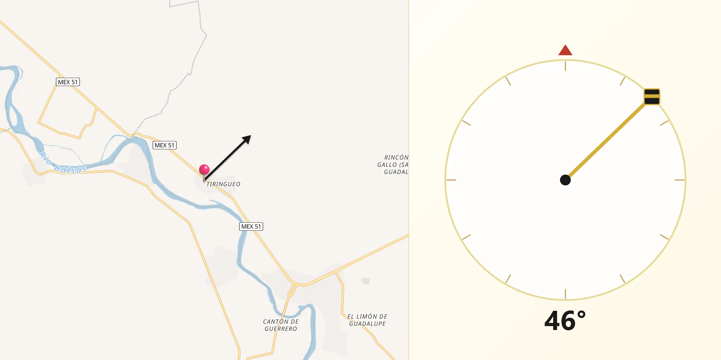 Dirección de la Qibla desde Morelita