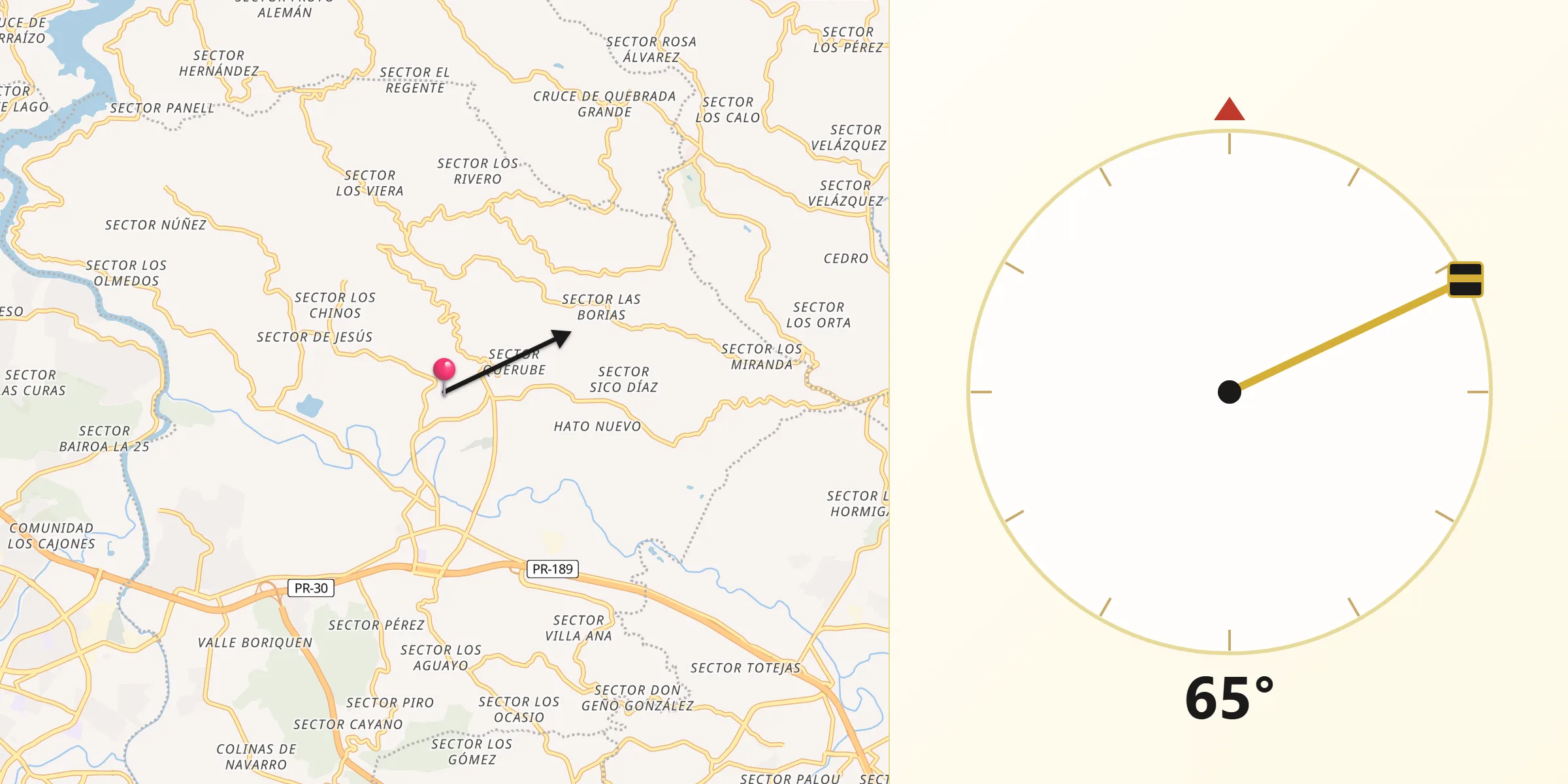 Qibla Direction from Gurabo Municipio