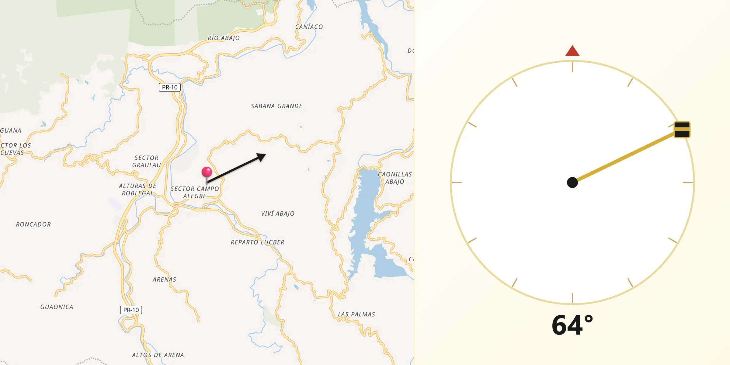 Qibla Direction from Utuado