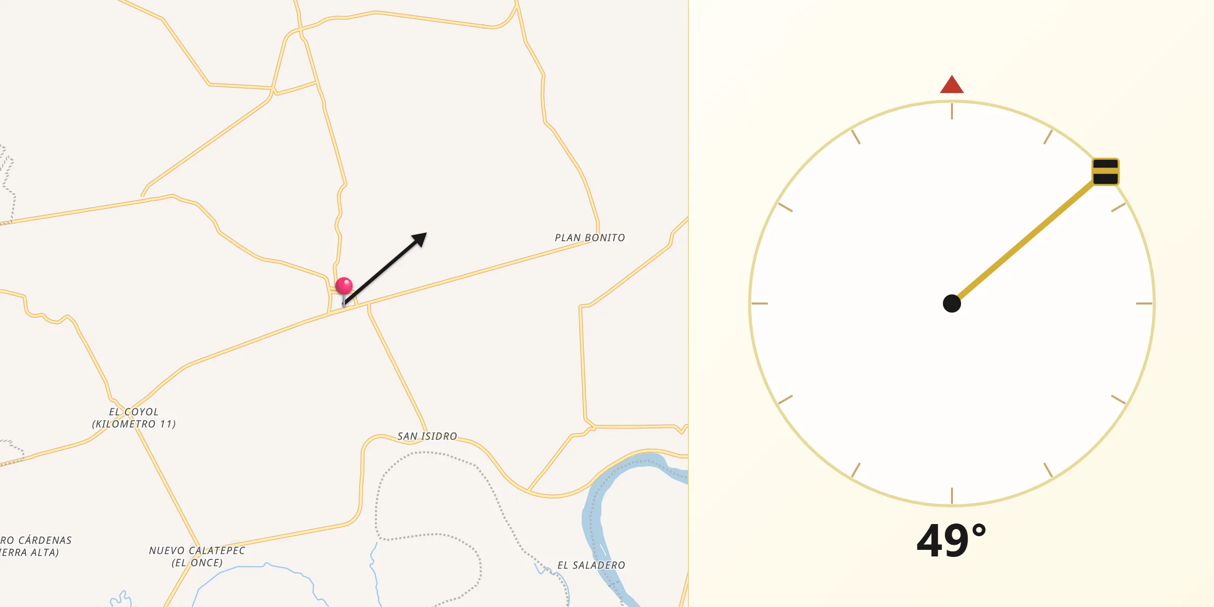 Dirección de la Qibla desde Nopaltepec