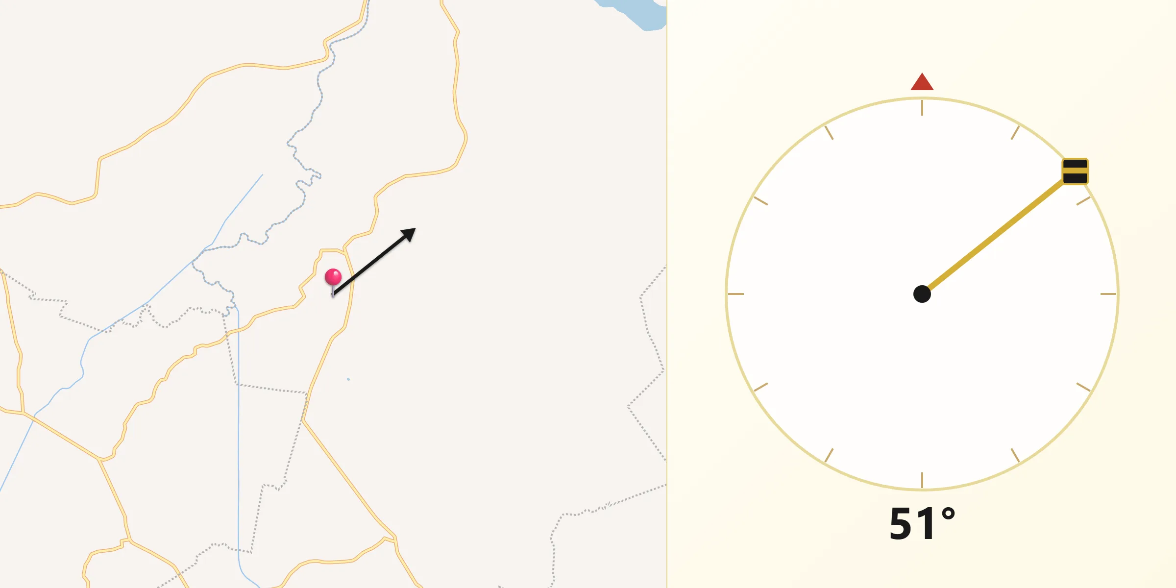 Dirección de la Qibla desde Mecoacán 2da. Sección (San Lorenzo)