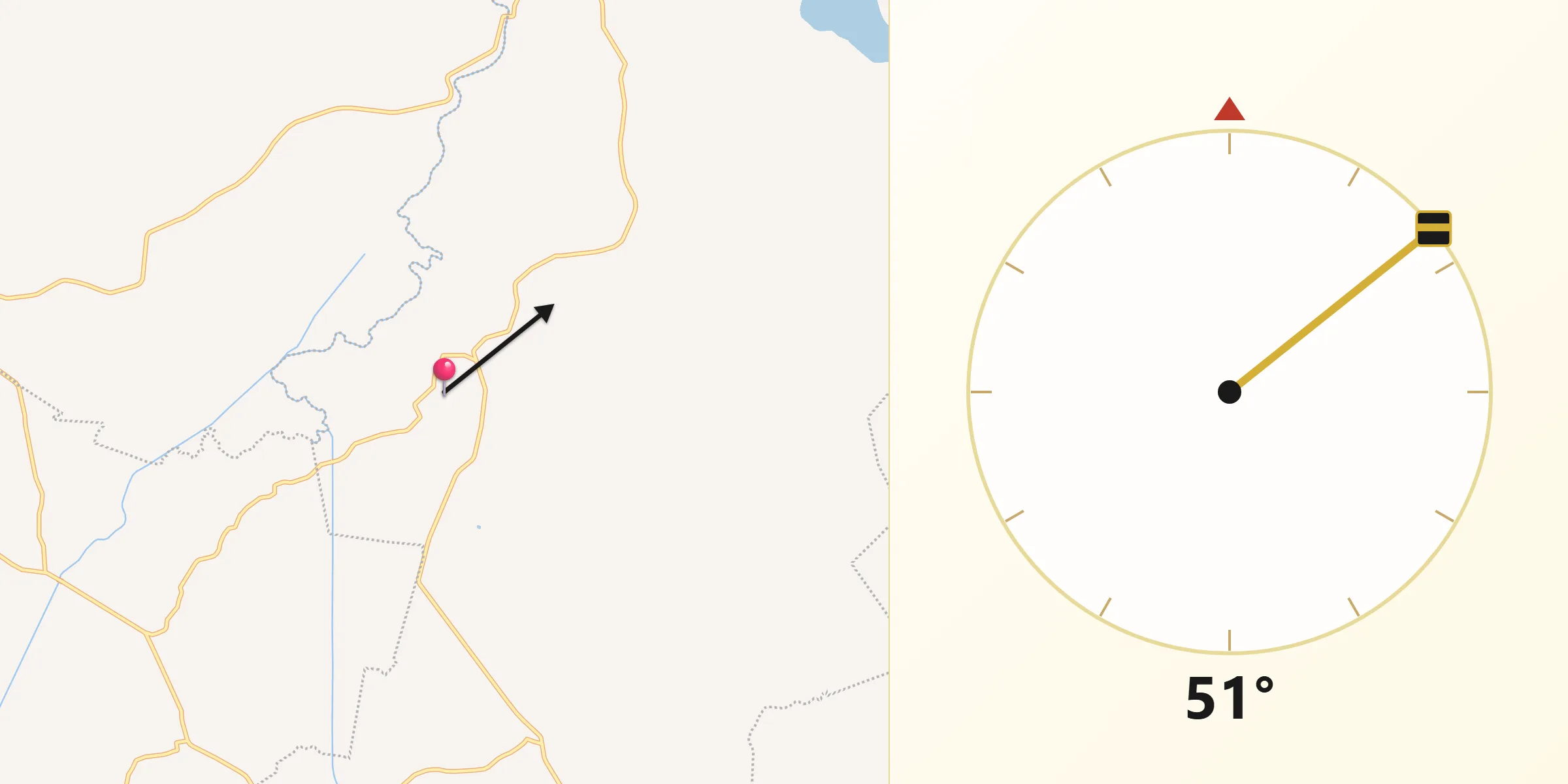 Dirección de la Qibla desde El Recreo