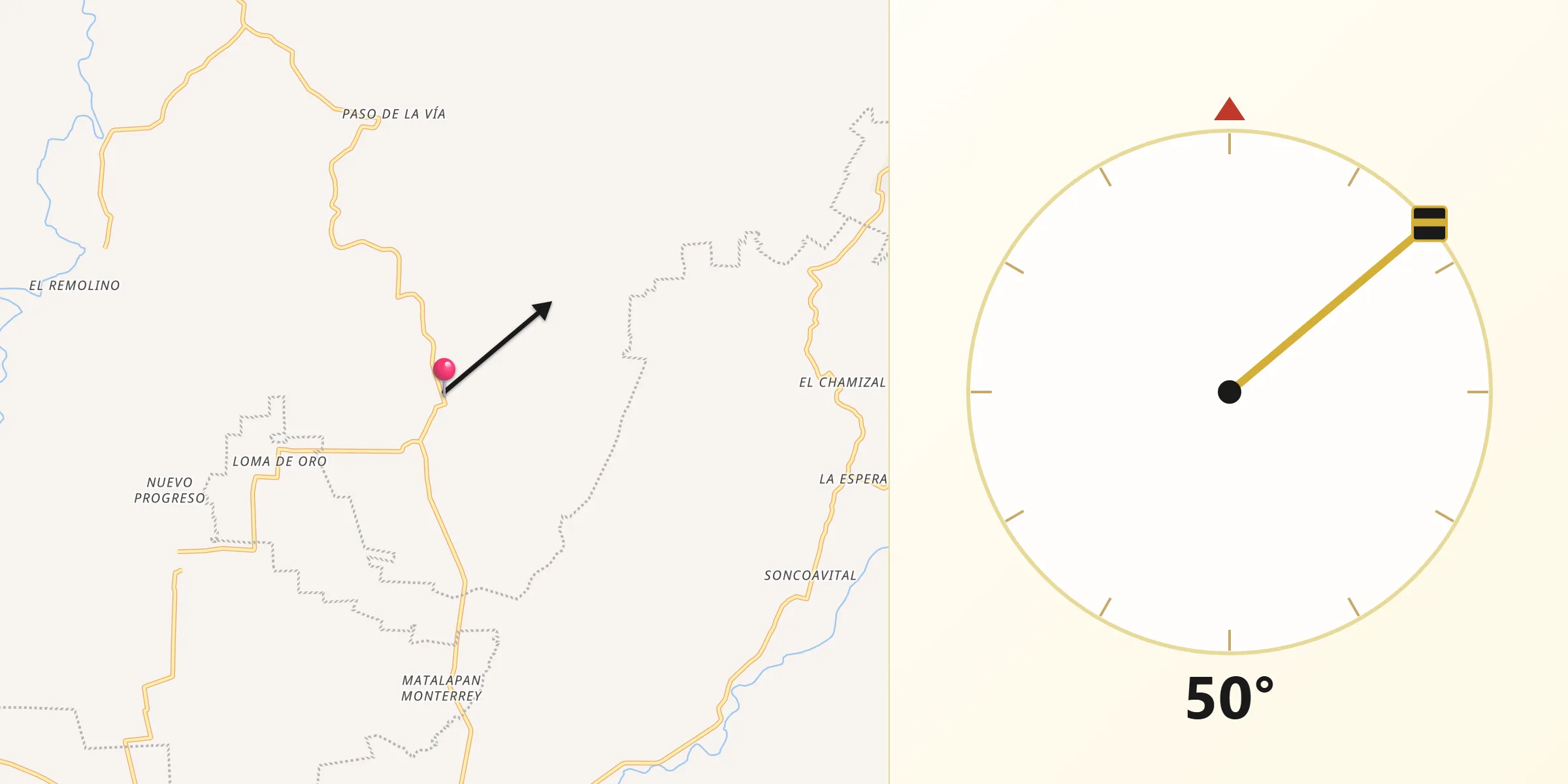 Dirección de la Qibla desde Abrevadero