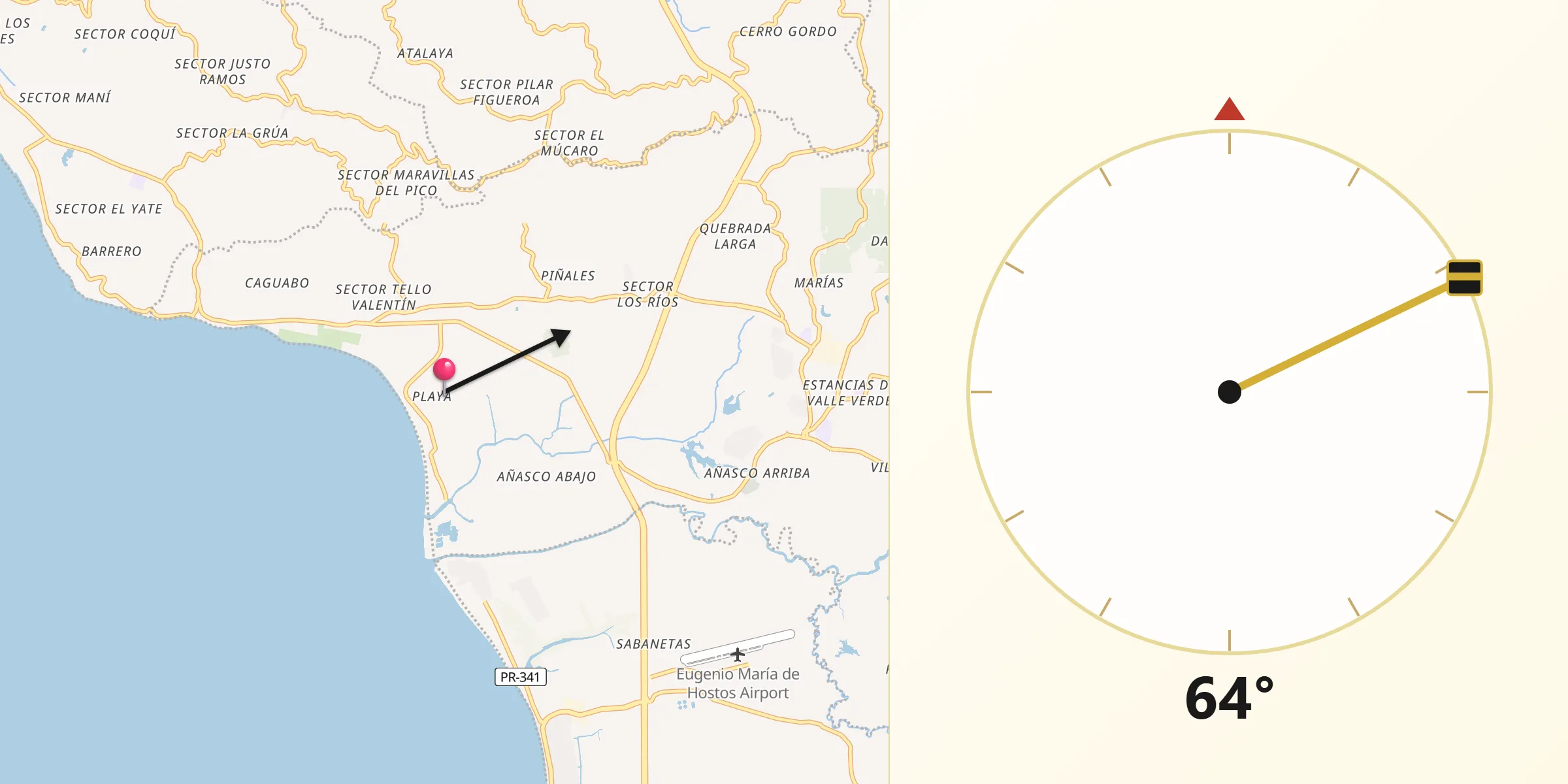 Qibla Direction from La Playa