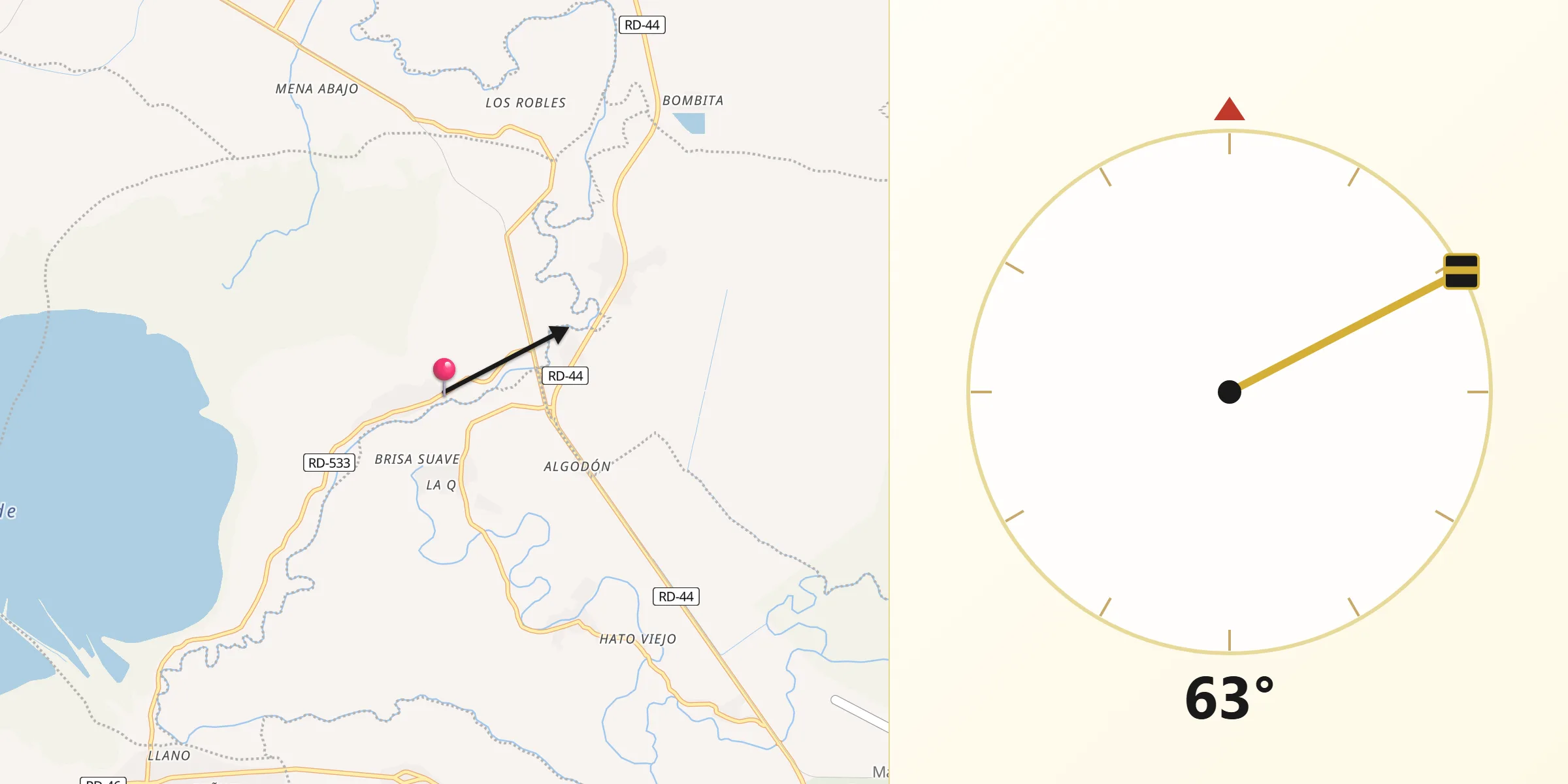 Dirección de la Qibla desde El Peñón
