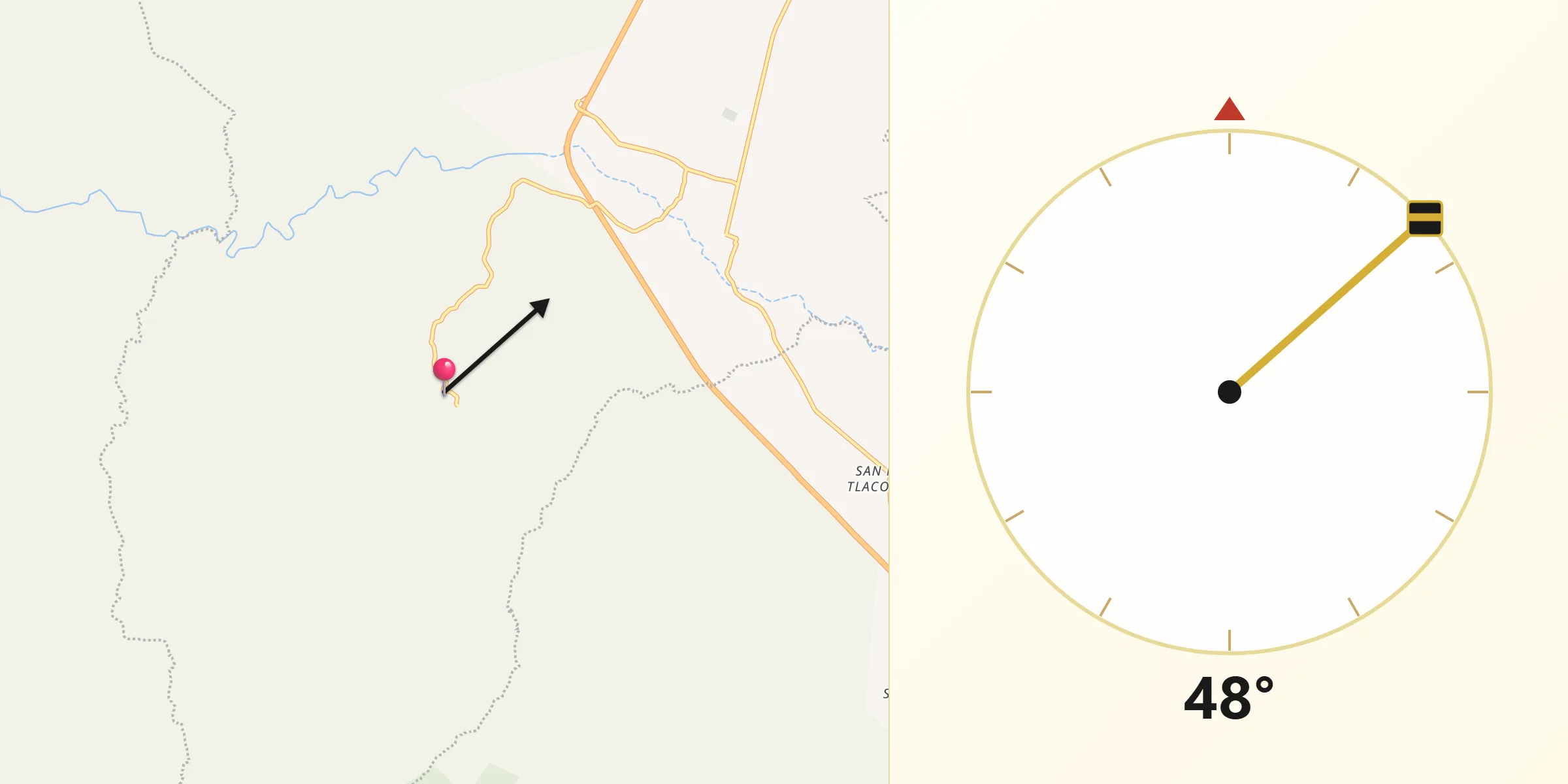 Dirección de la Qibla desde San Juan Atzingo