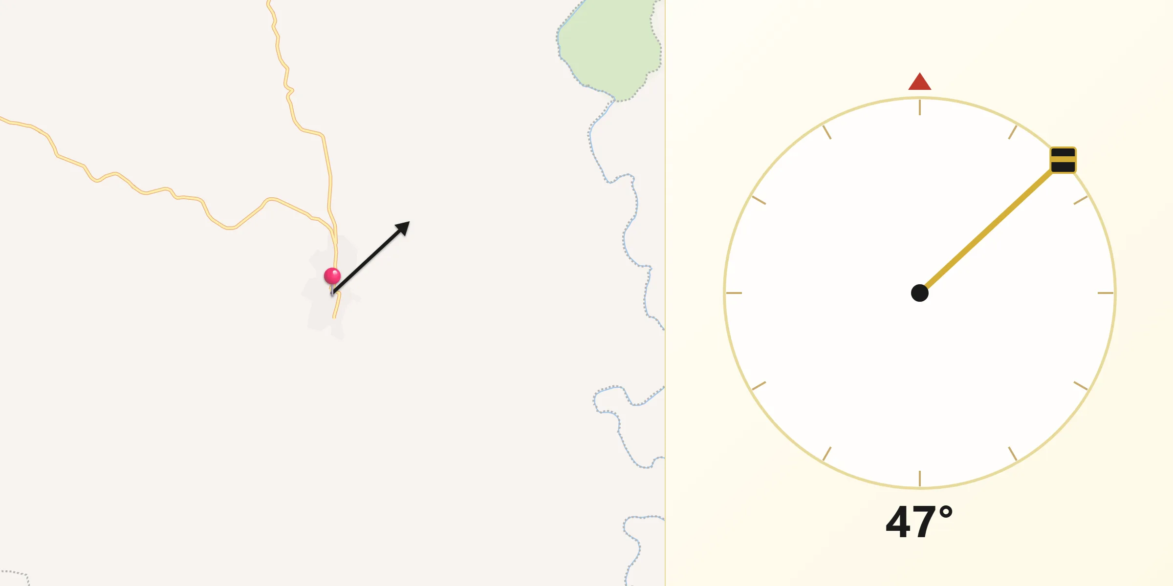 Dirección de la Qibla desde Chaucingo