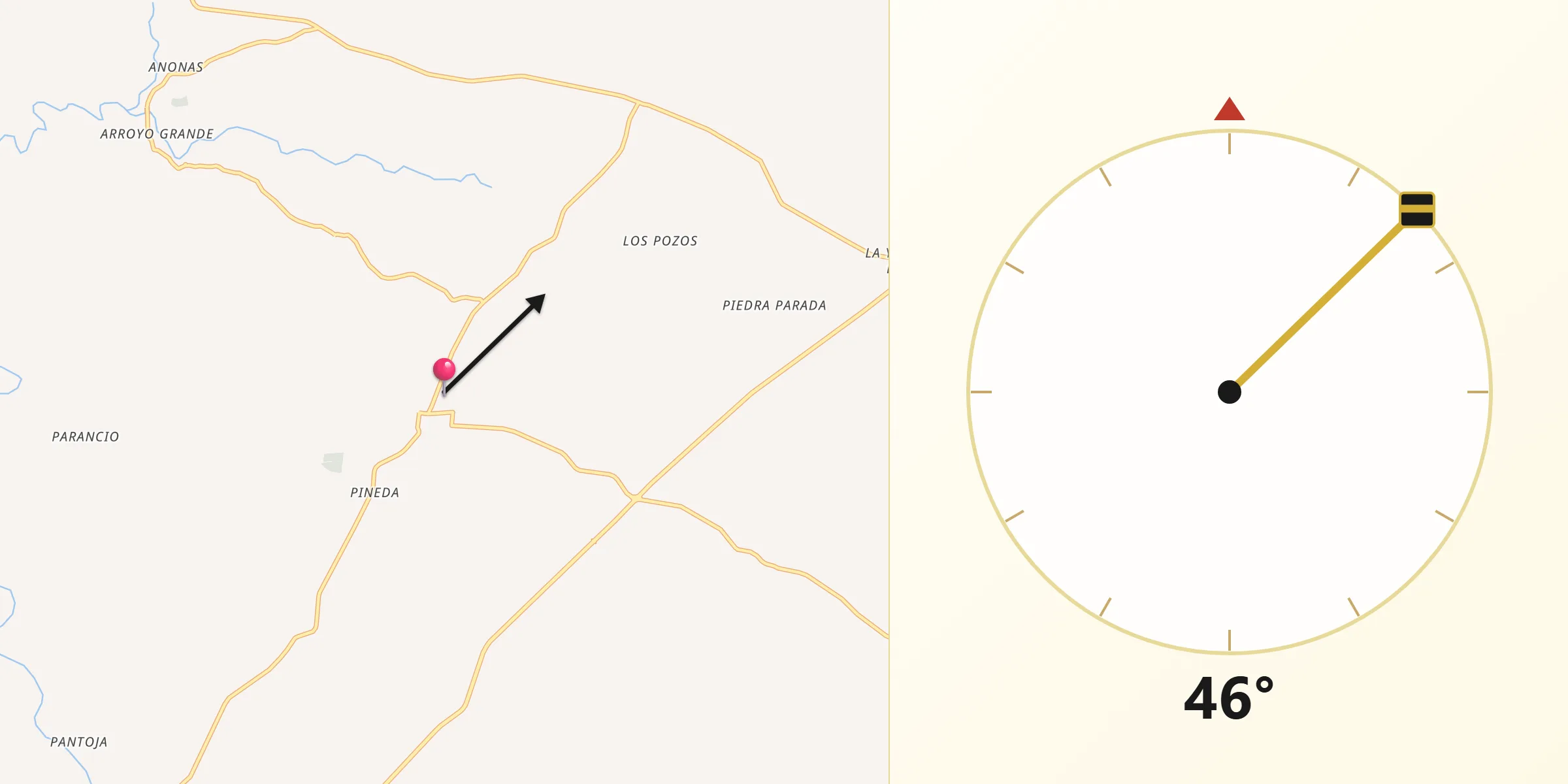 Dirección de la Qibla desde Paso de Arena
