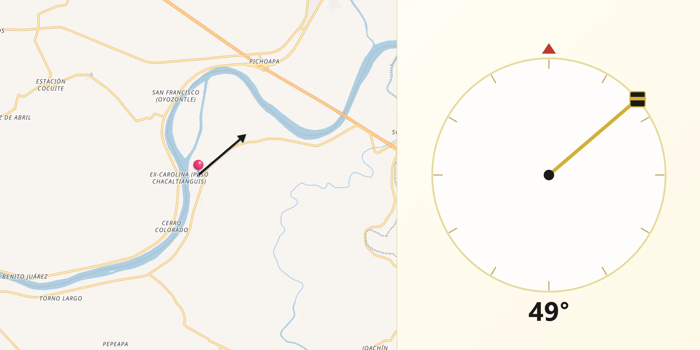 Dirección de la Qibla desde Chacaltianguis