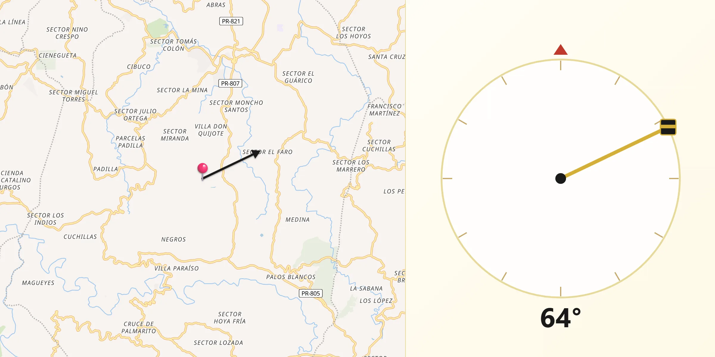 Qibla Direction from Corozal Municipio