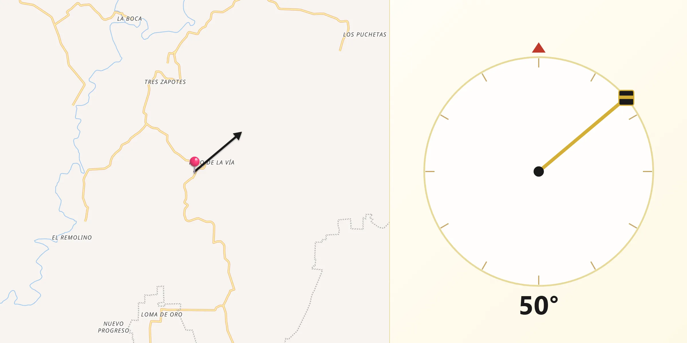 Dirección de la Qibla desde Tulapam