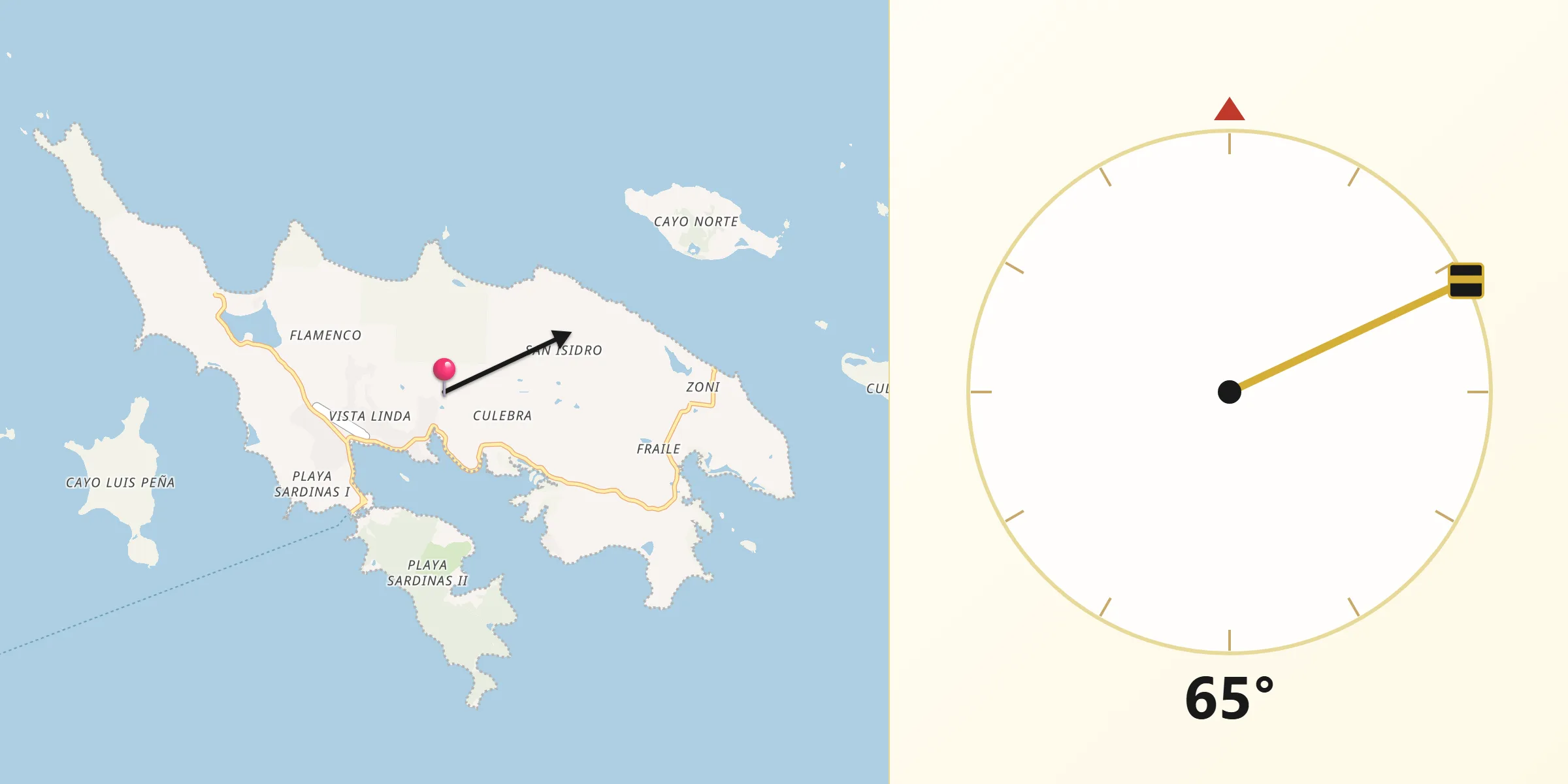 Qibla Direction from Culebra