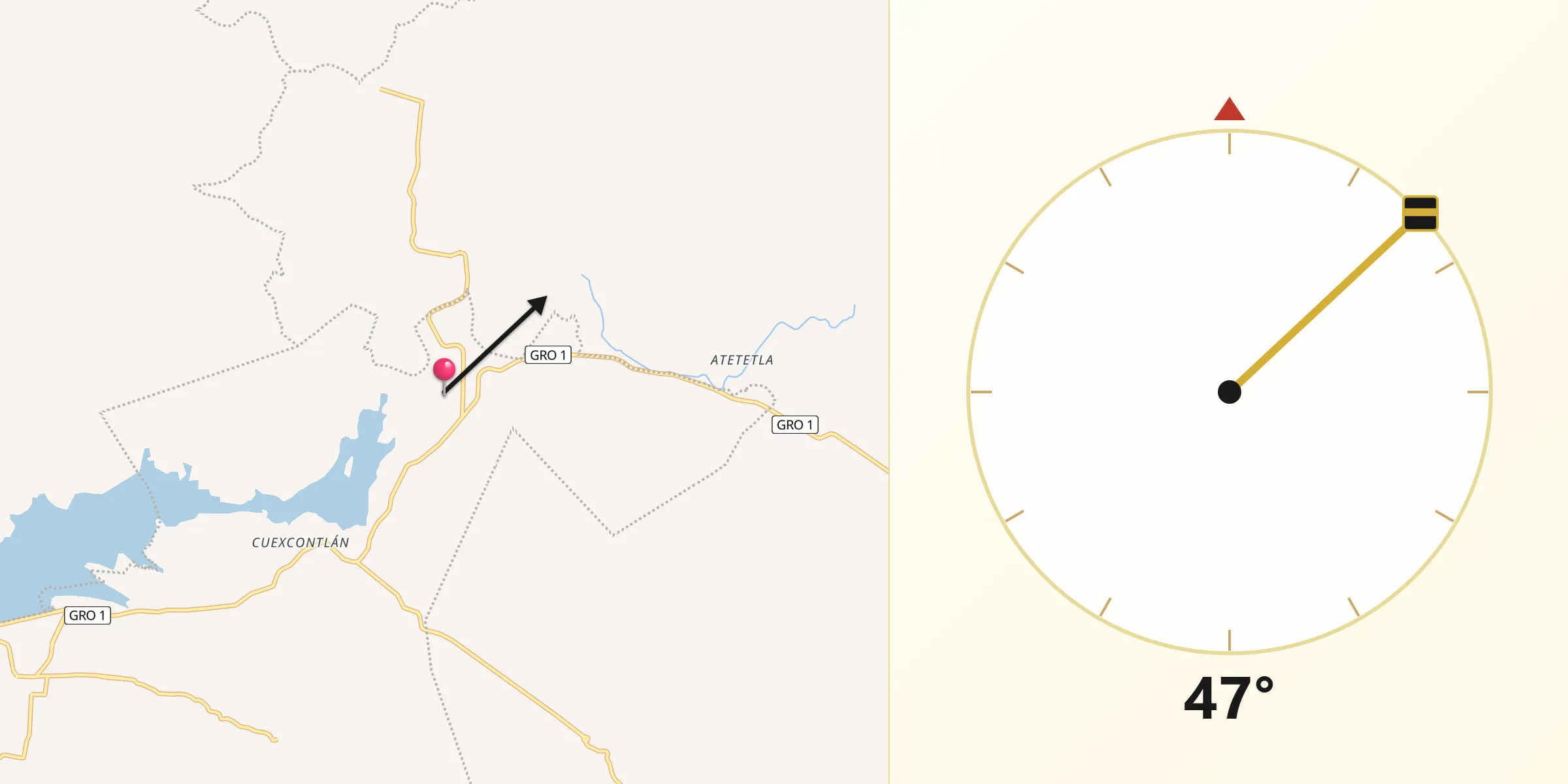 Dirección de la Qibla desde San Vicente Palapa