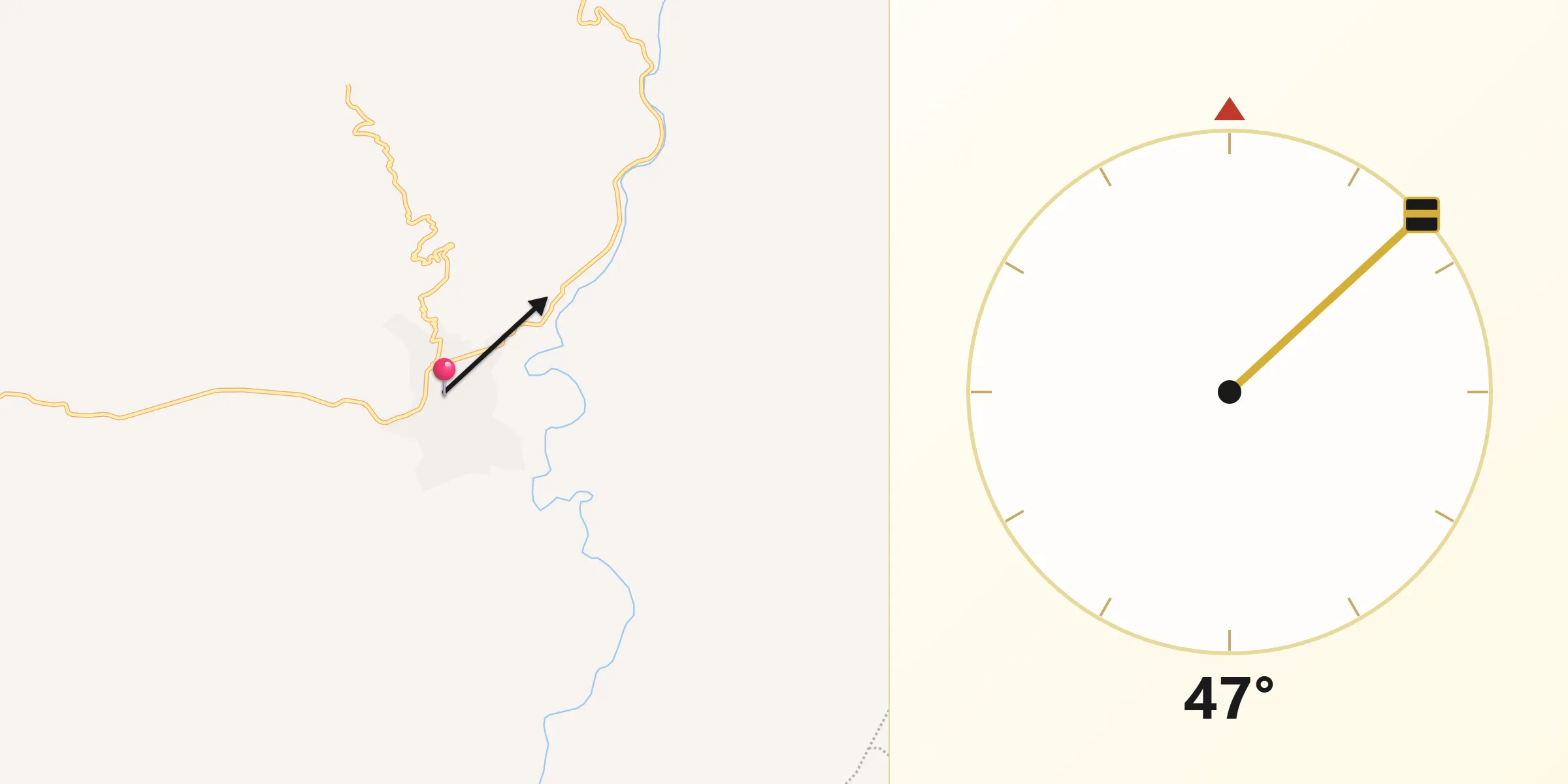 Dirección de la Qibla desde Jolalpan