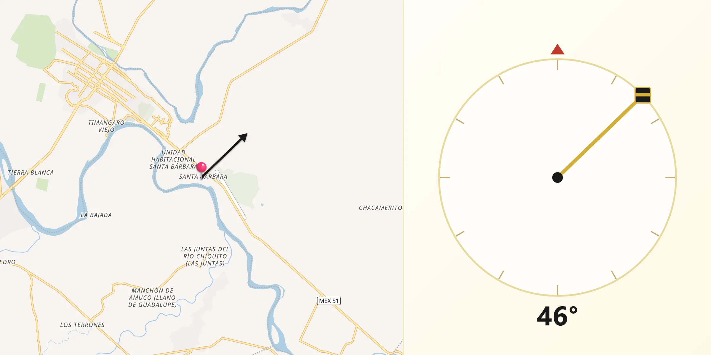 Dirección de la Qibla desde Santa Bárbara