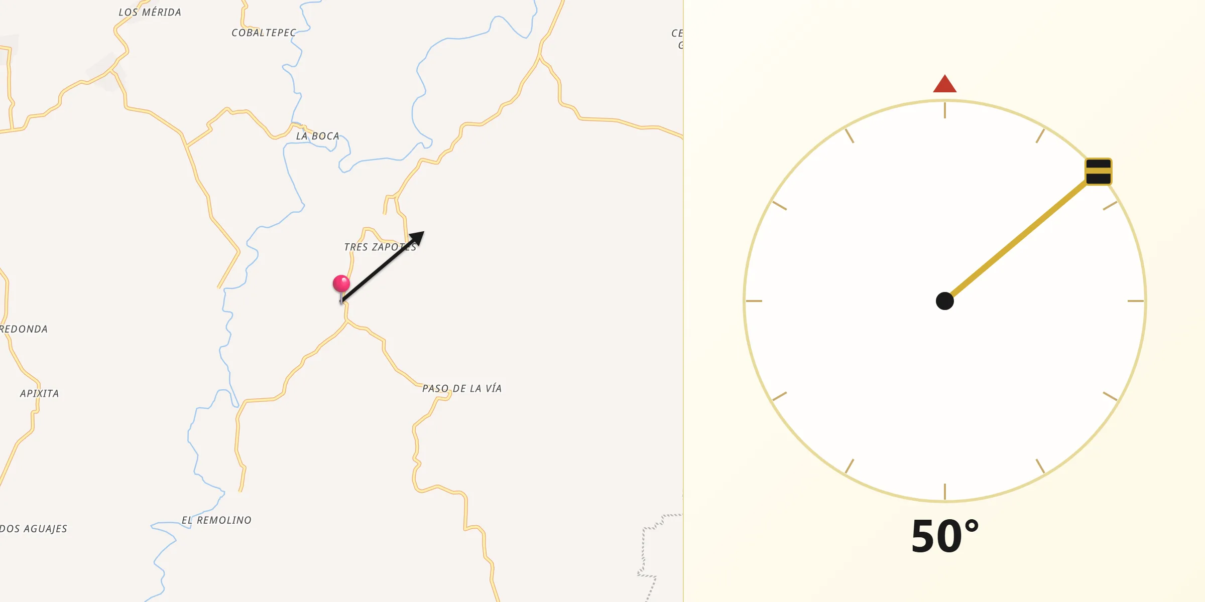 Dirección de la Qibla desde Los Naranjos