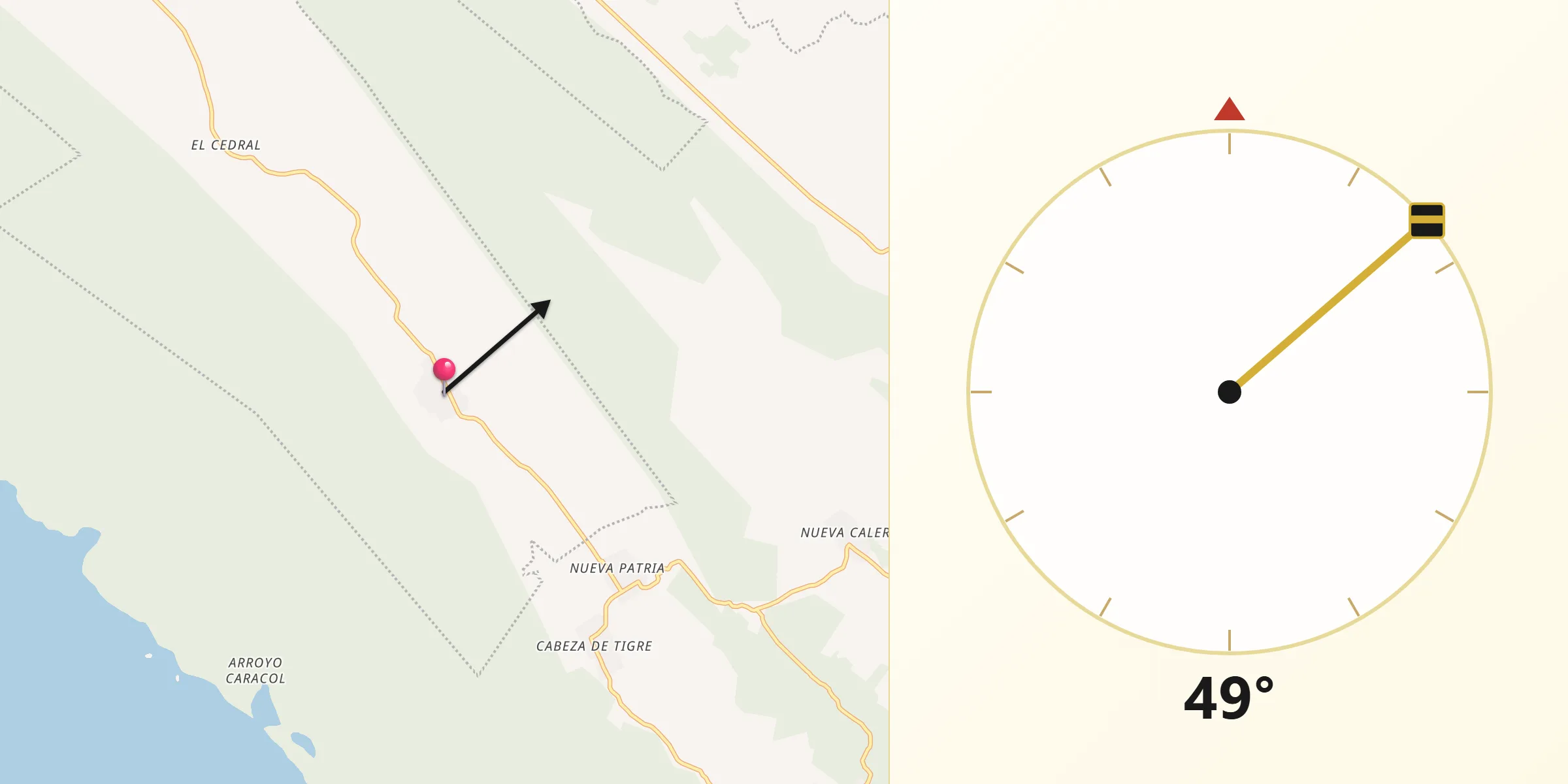 Dirección de la Qibla desde La Tabaquera