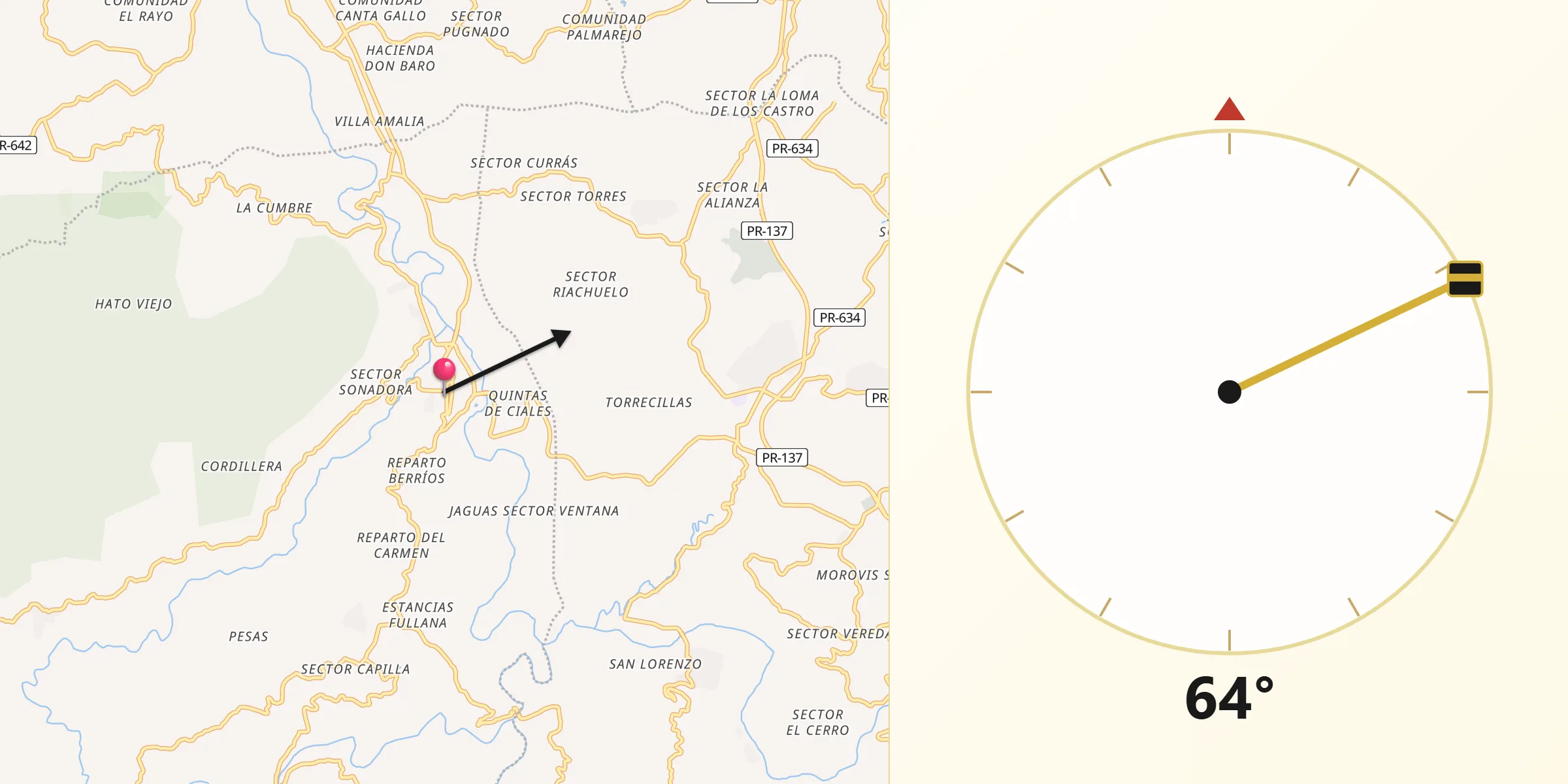 Qibla Direction from Ciales