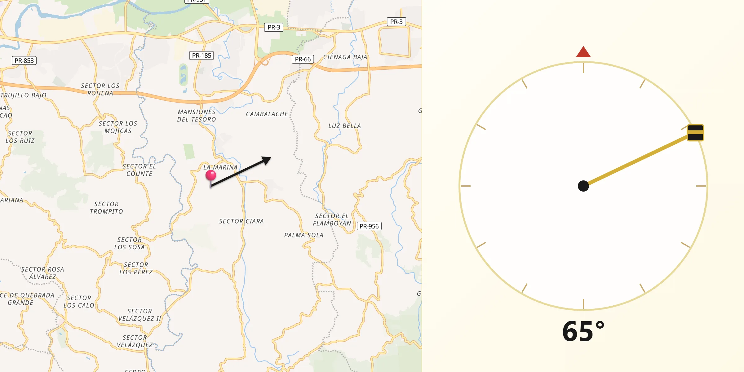 Qibla Direction from Campo Rico