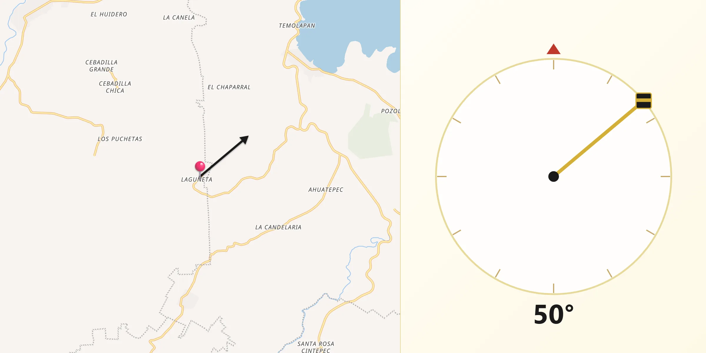 Dirección de la Qibla desde Laguneta