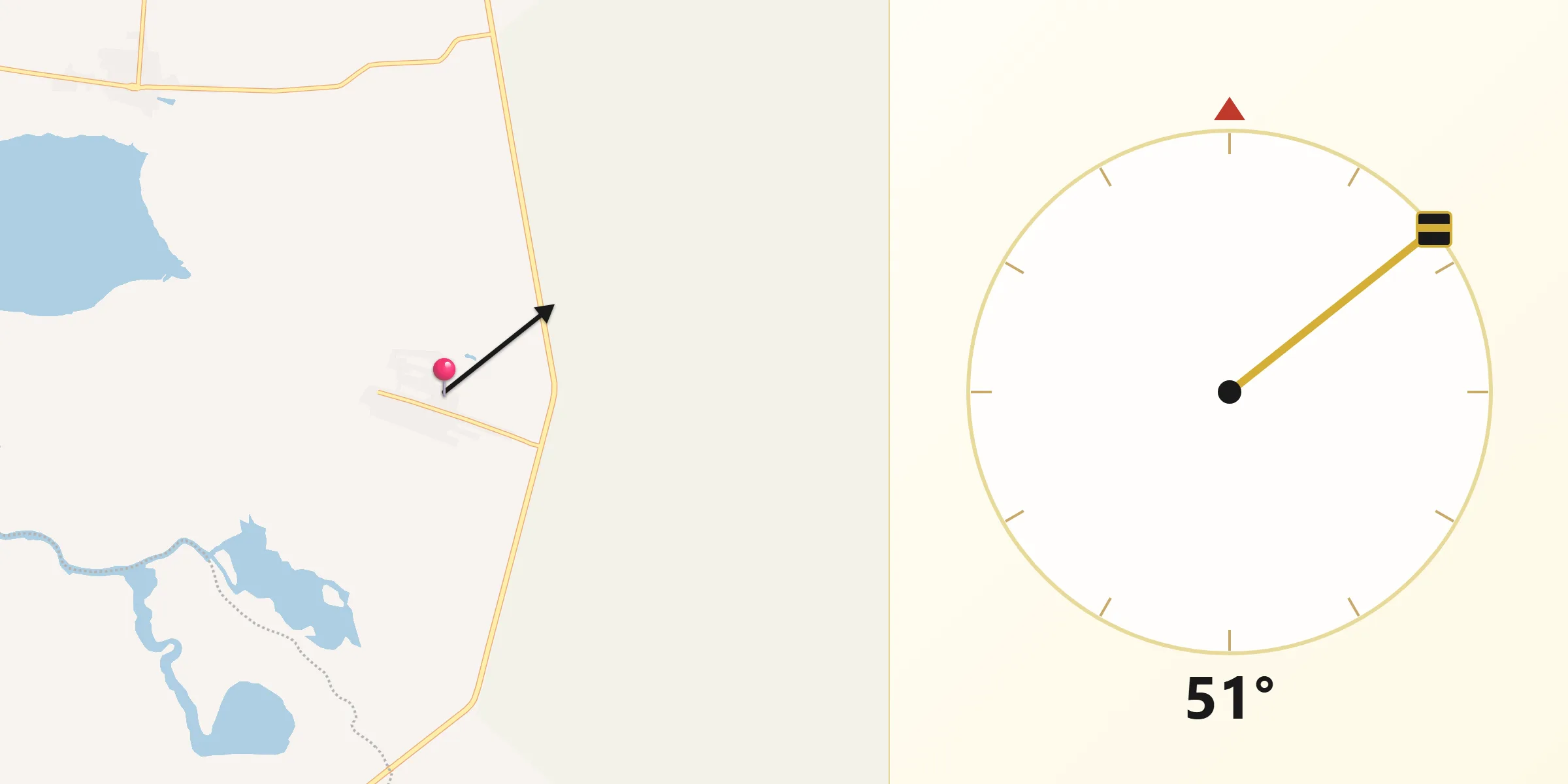 Dirección de la Qibla desde Caparroso