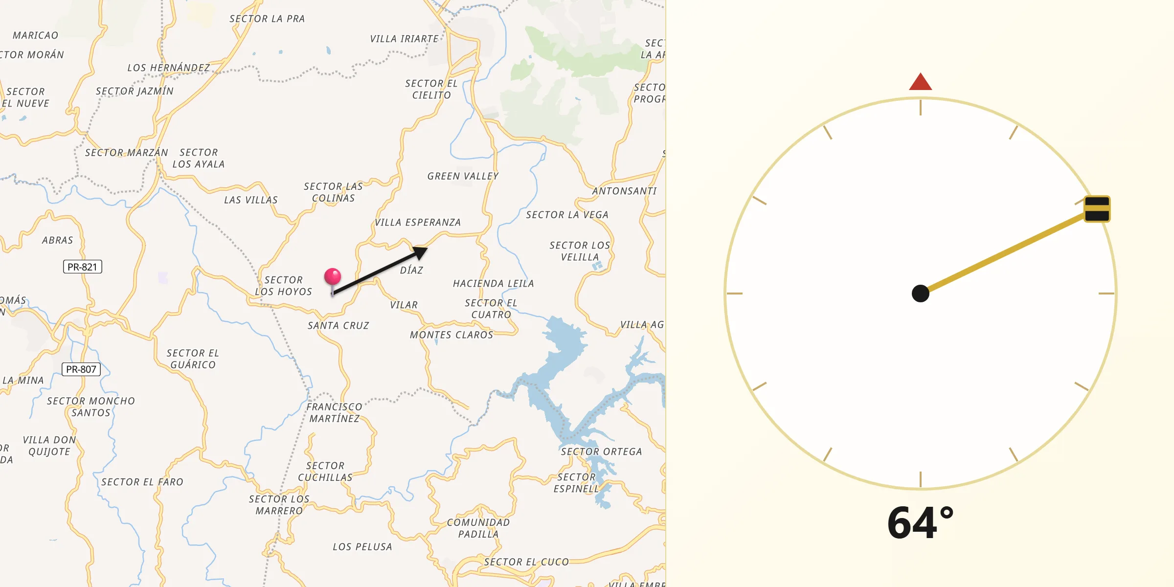 Qibla Direction from H. Rivera Colon