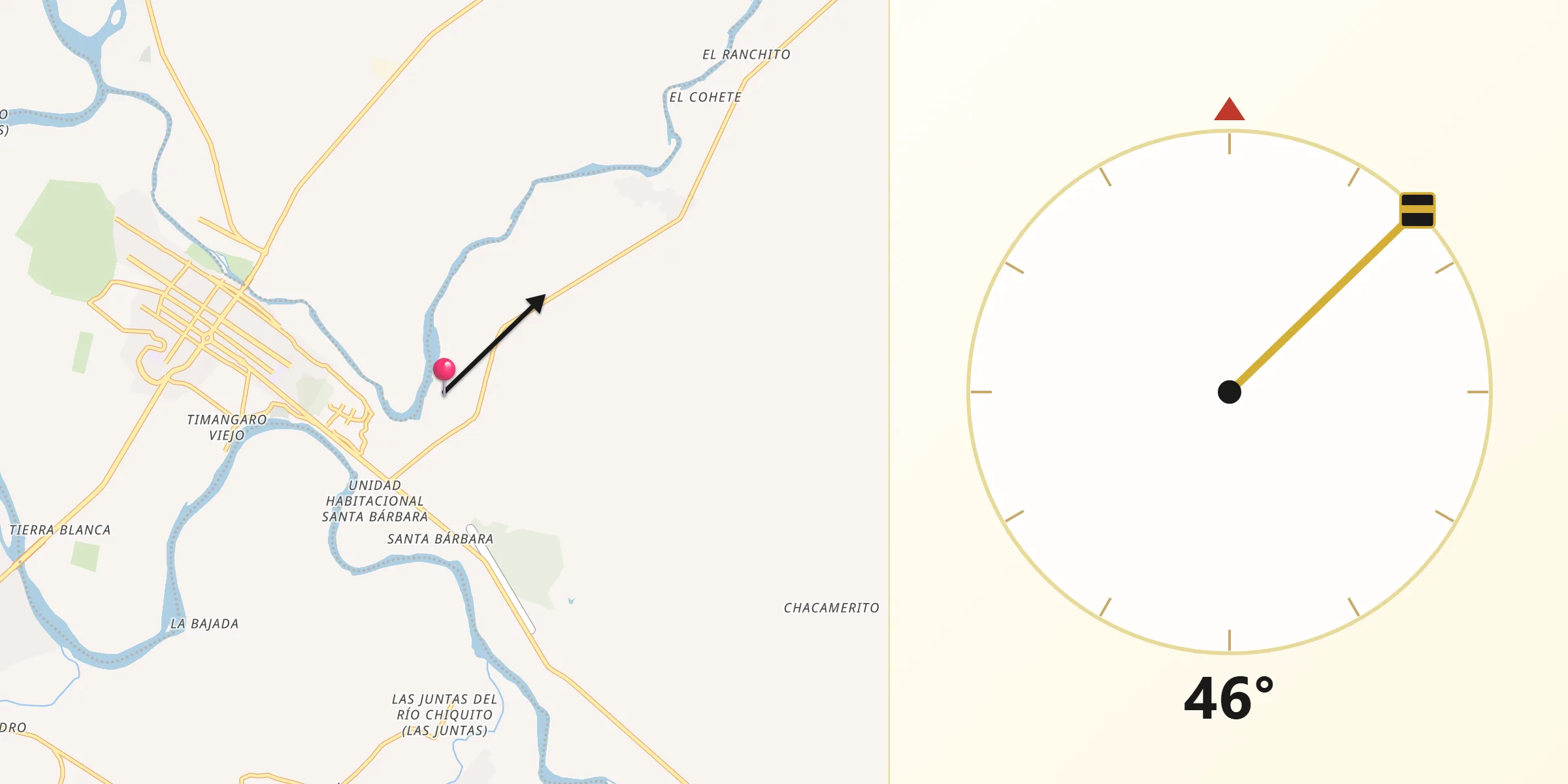 Dirección de la Qibla desde Pungarabato