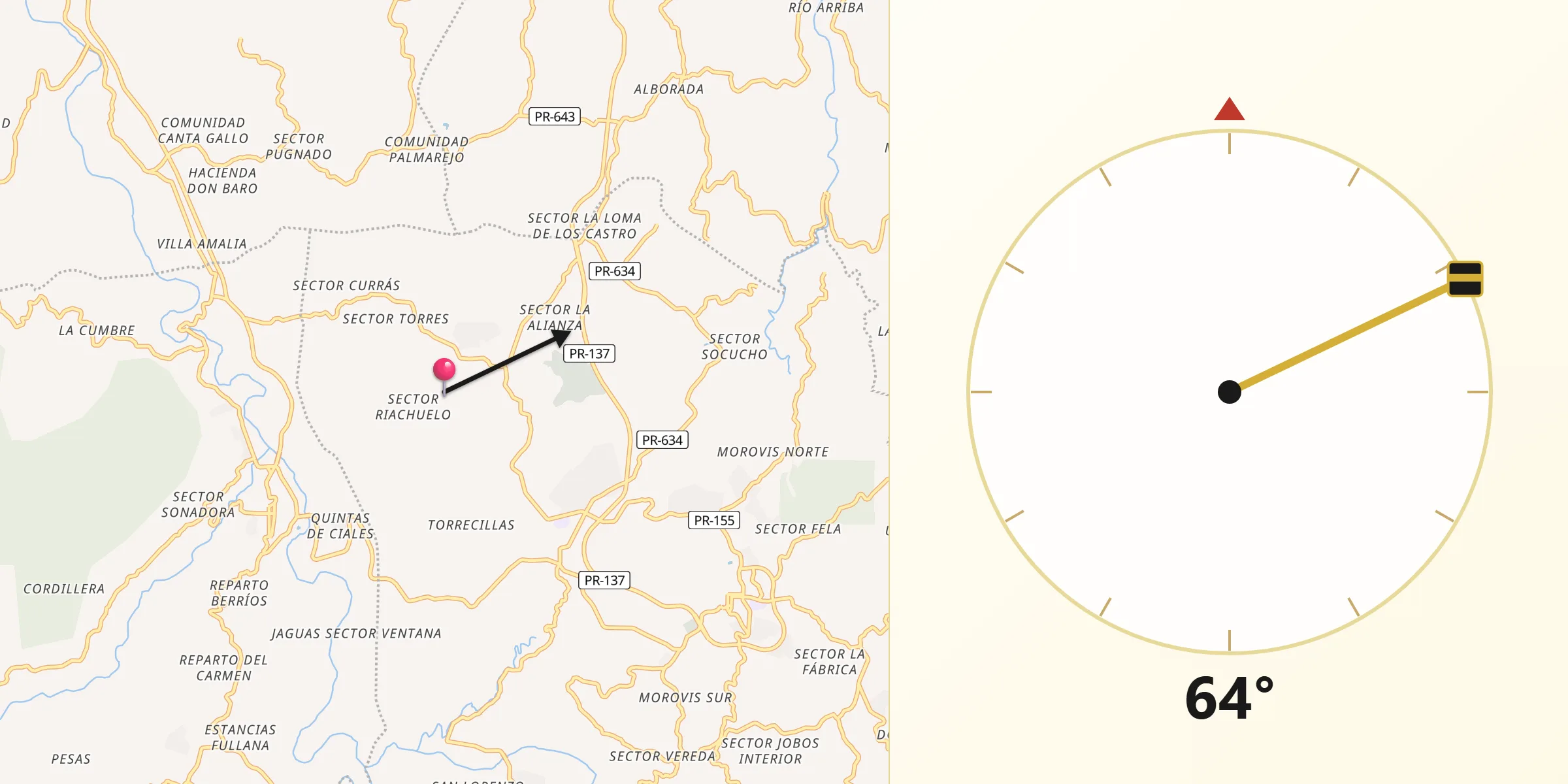 Qibla Direction from Barahona