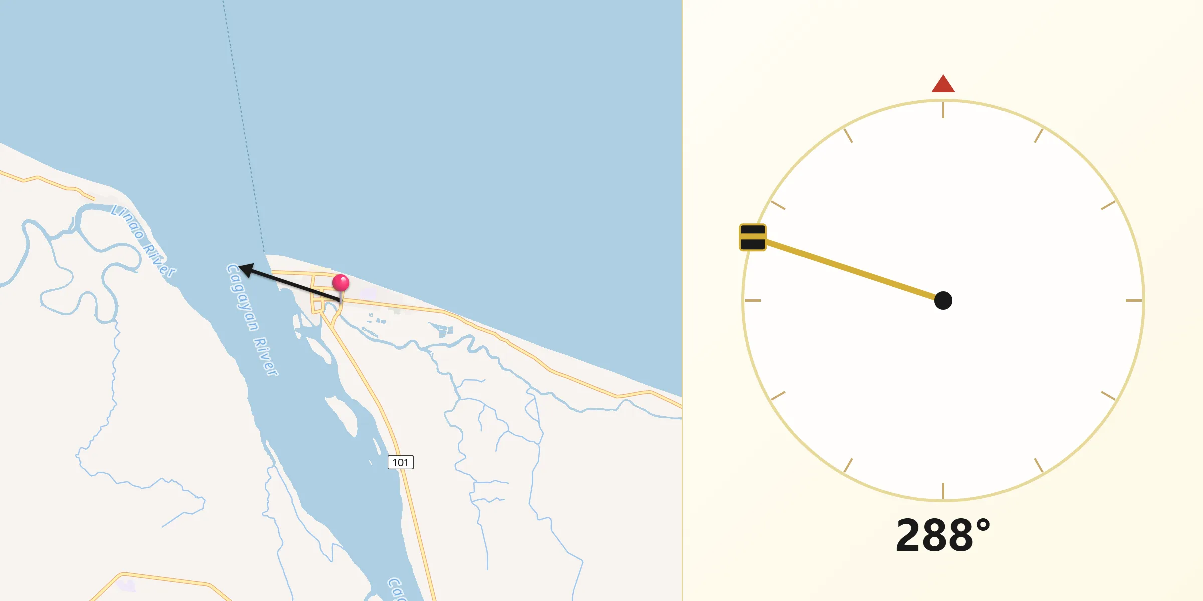 Qibla Direction from Aparri