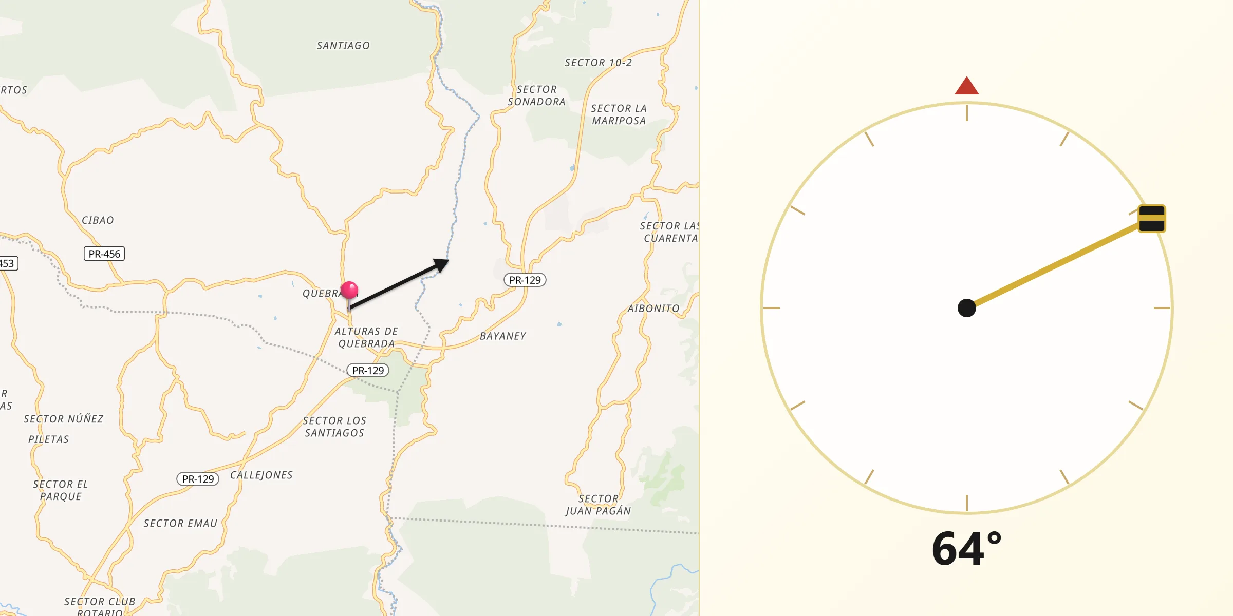 Qibla Direction from Quebrada