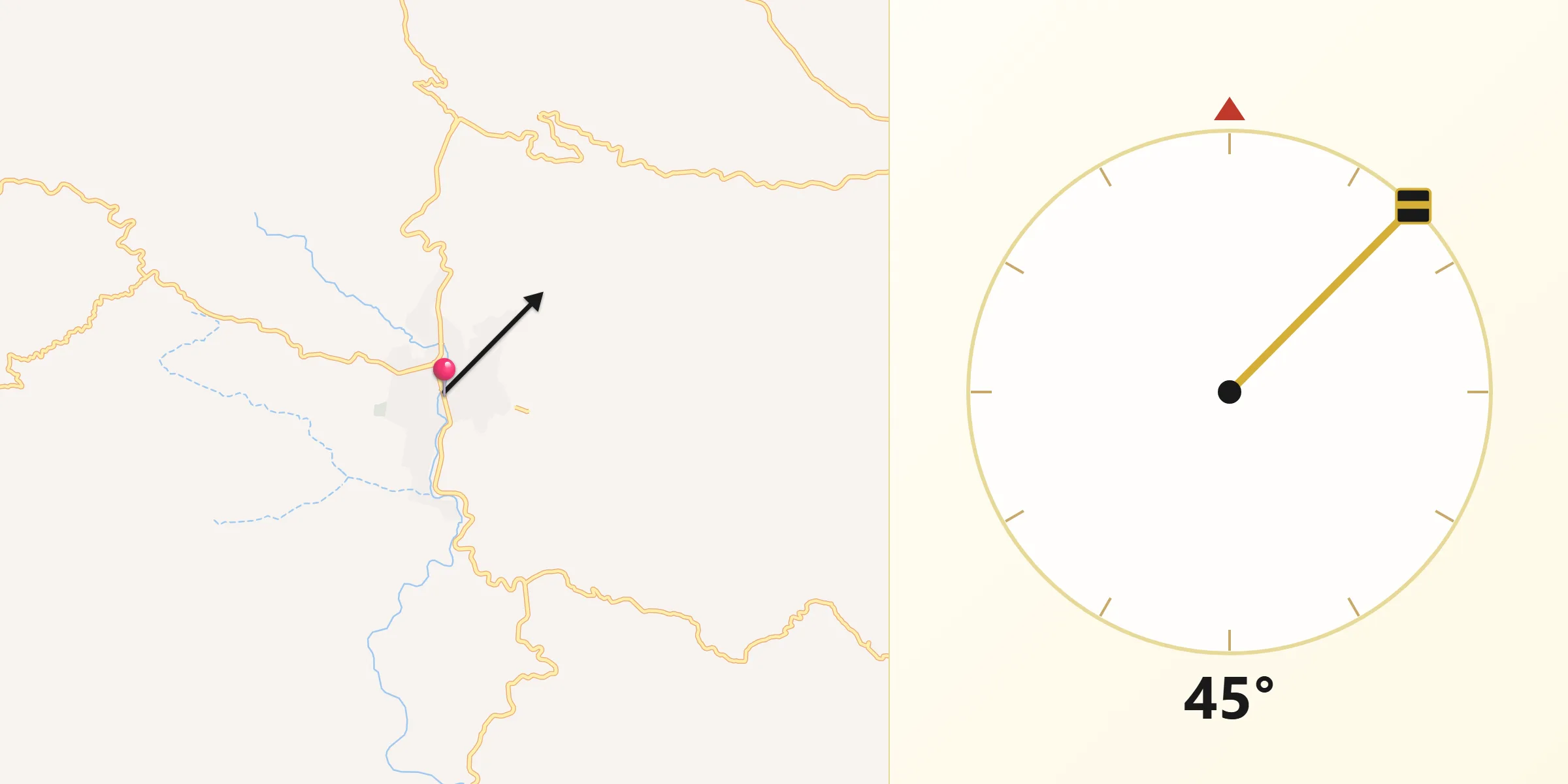 Dirección de la Qibla desde Arteaga