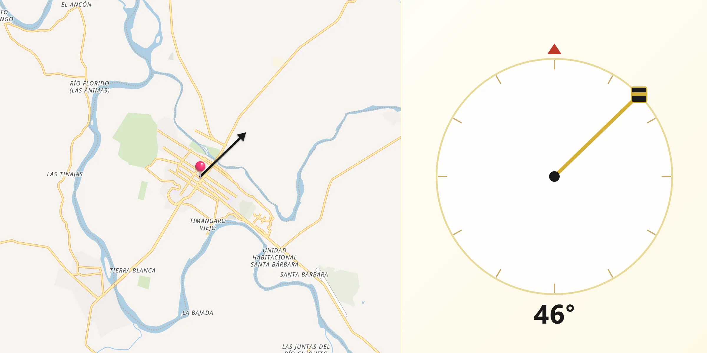 Dirección de la Qibla desde Ciudad Altamirano