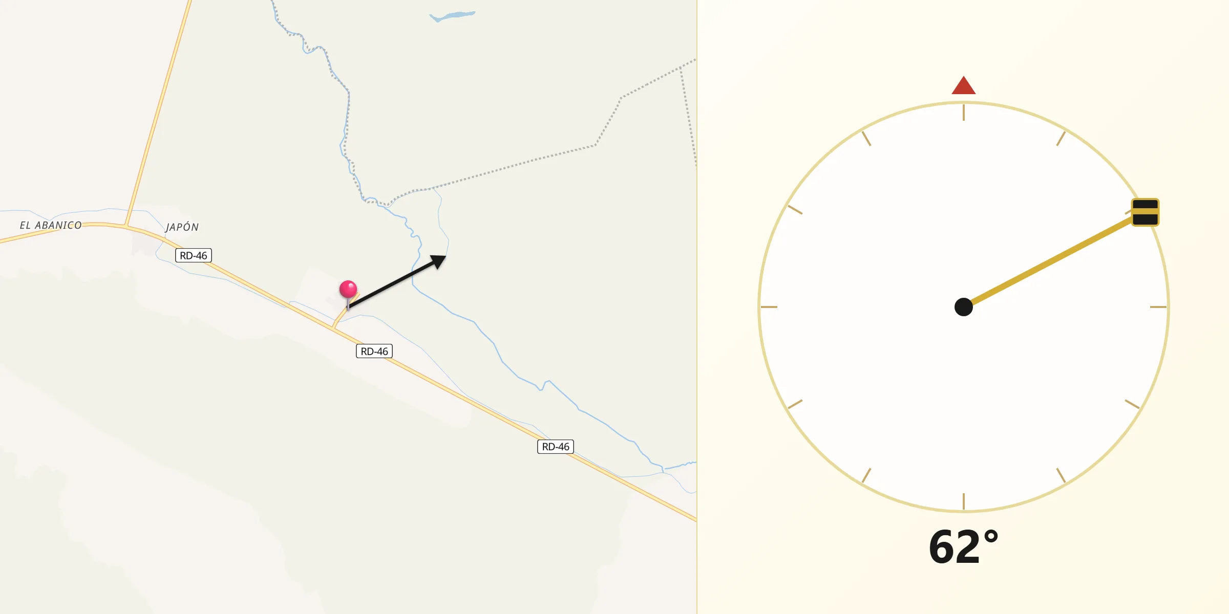 Dirección de la Qibla desde Mella
