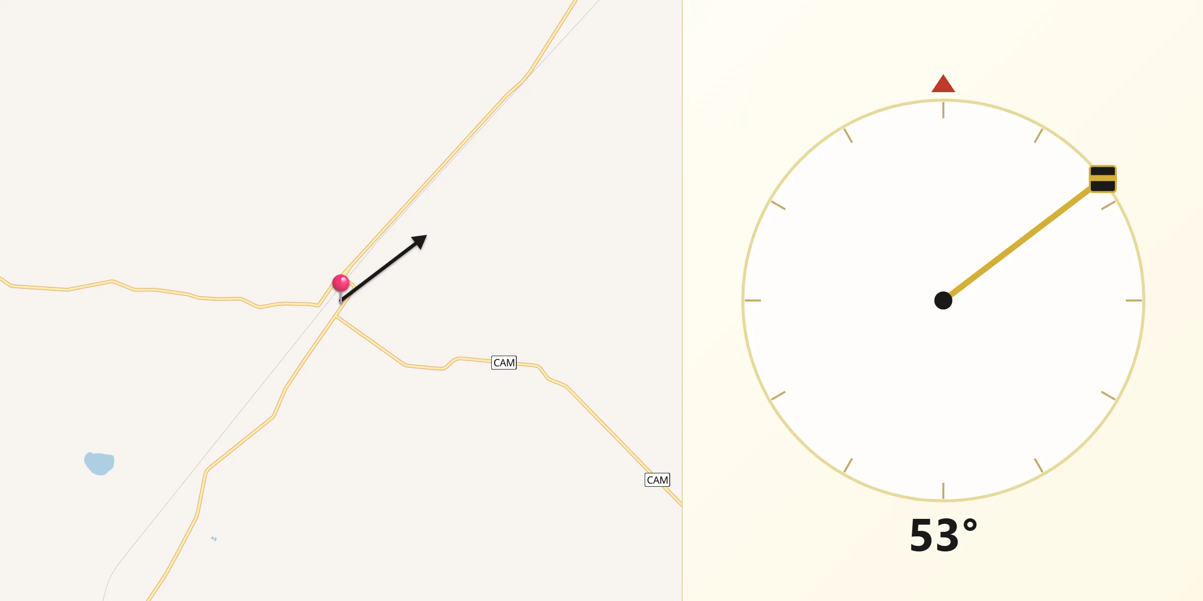 Dirección de la Qibla desde Don Samuel