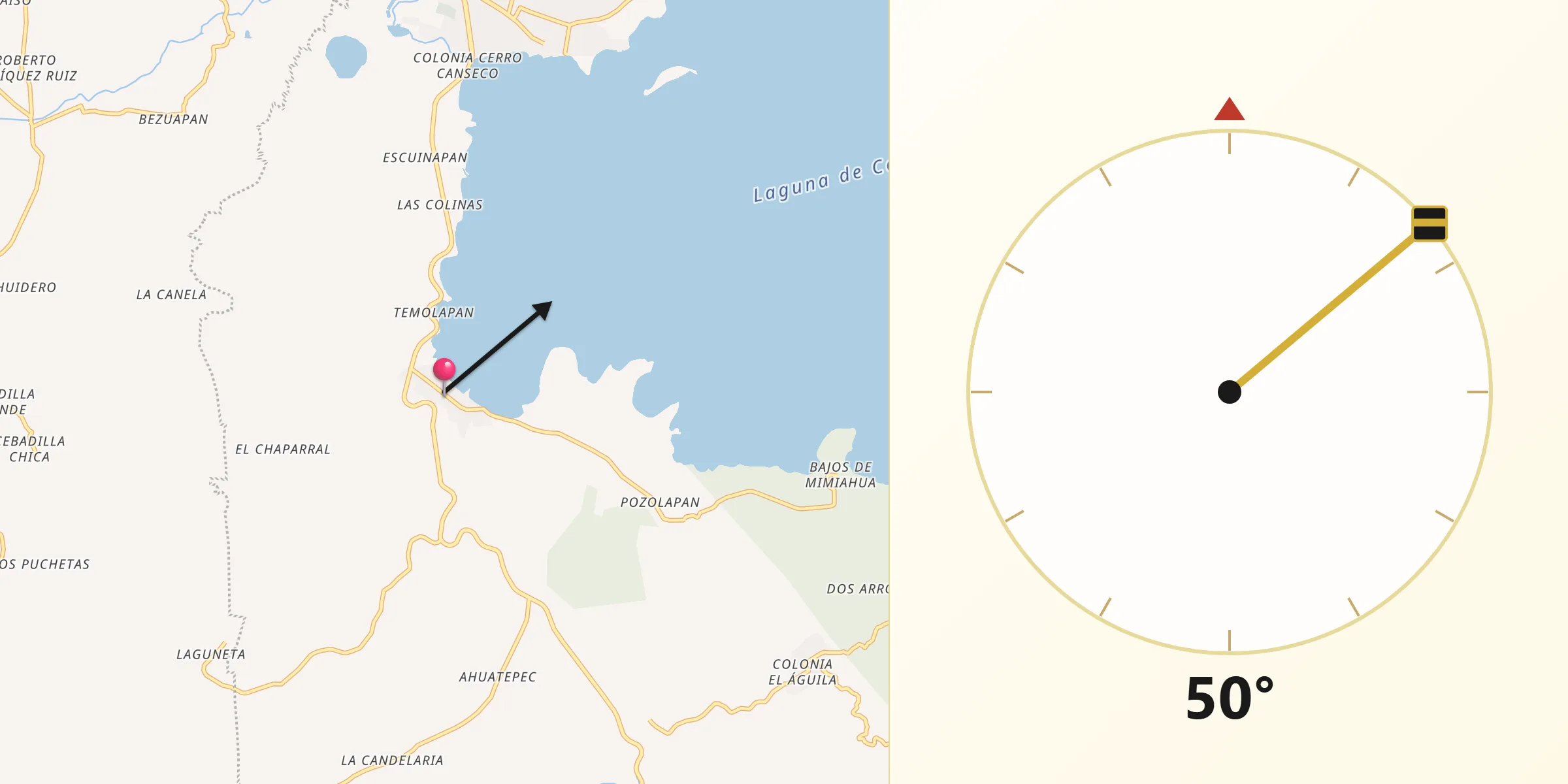 Dirección de la Qibla desde La Victoria