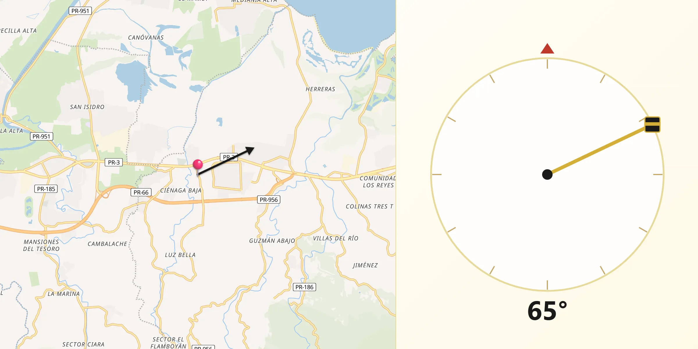Qibla Direction from La Dolores