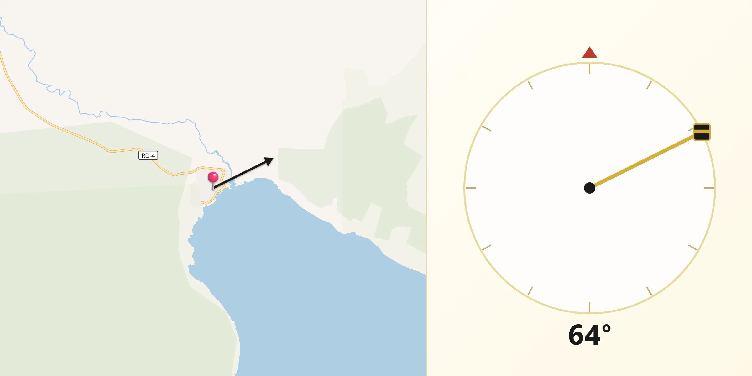 Dirección de la Qibla desde Boca de Yuma