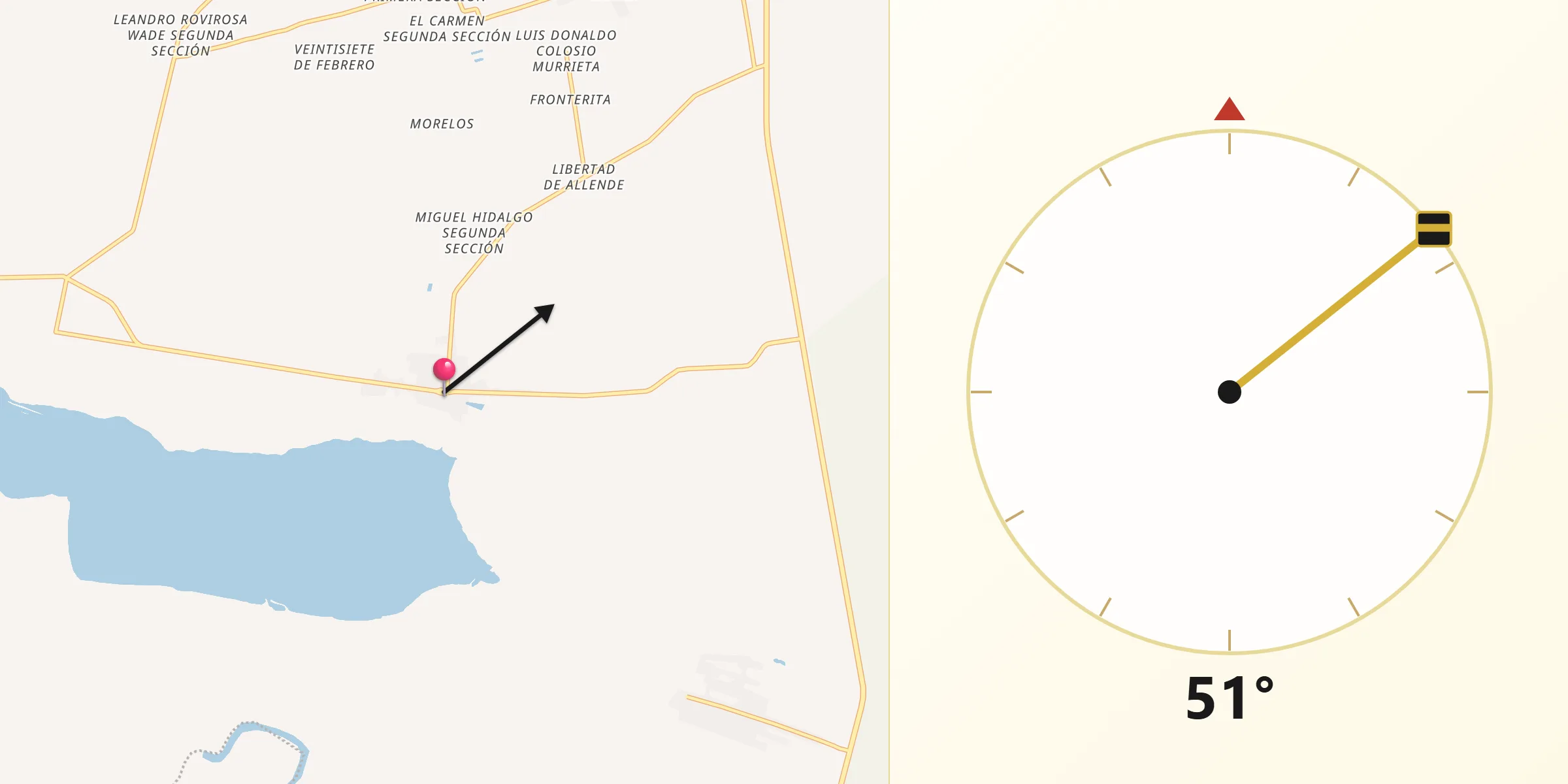 Dirección de la Qibla desde Ignacio Allende