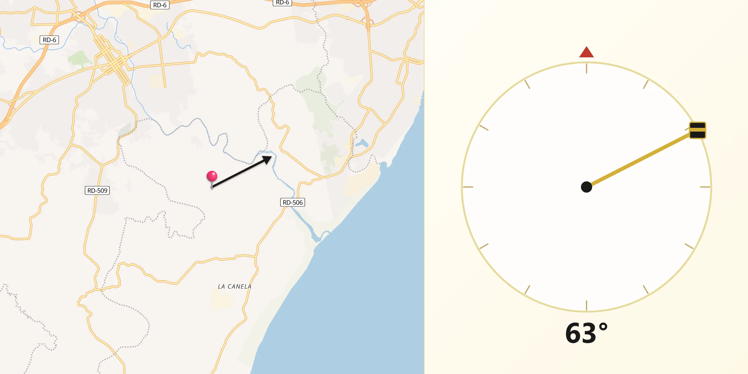 Dirección de la Qibla desde San Gregorio de Nigua