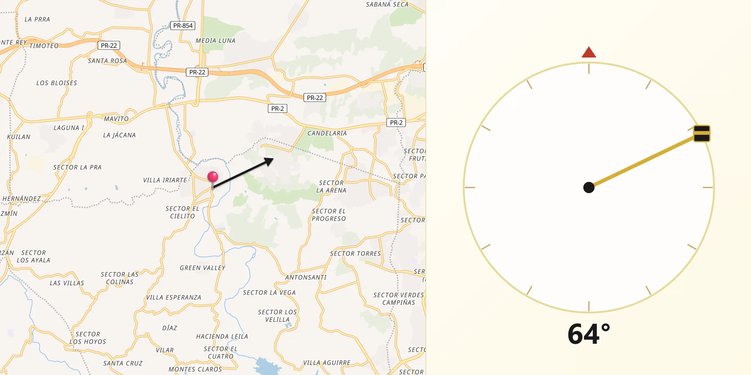 Qibla Direction from Toa Alta