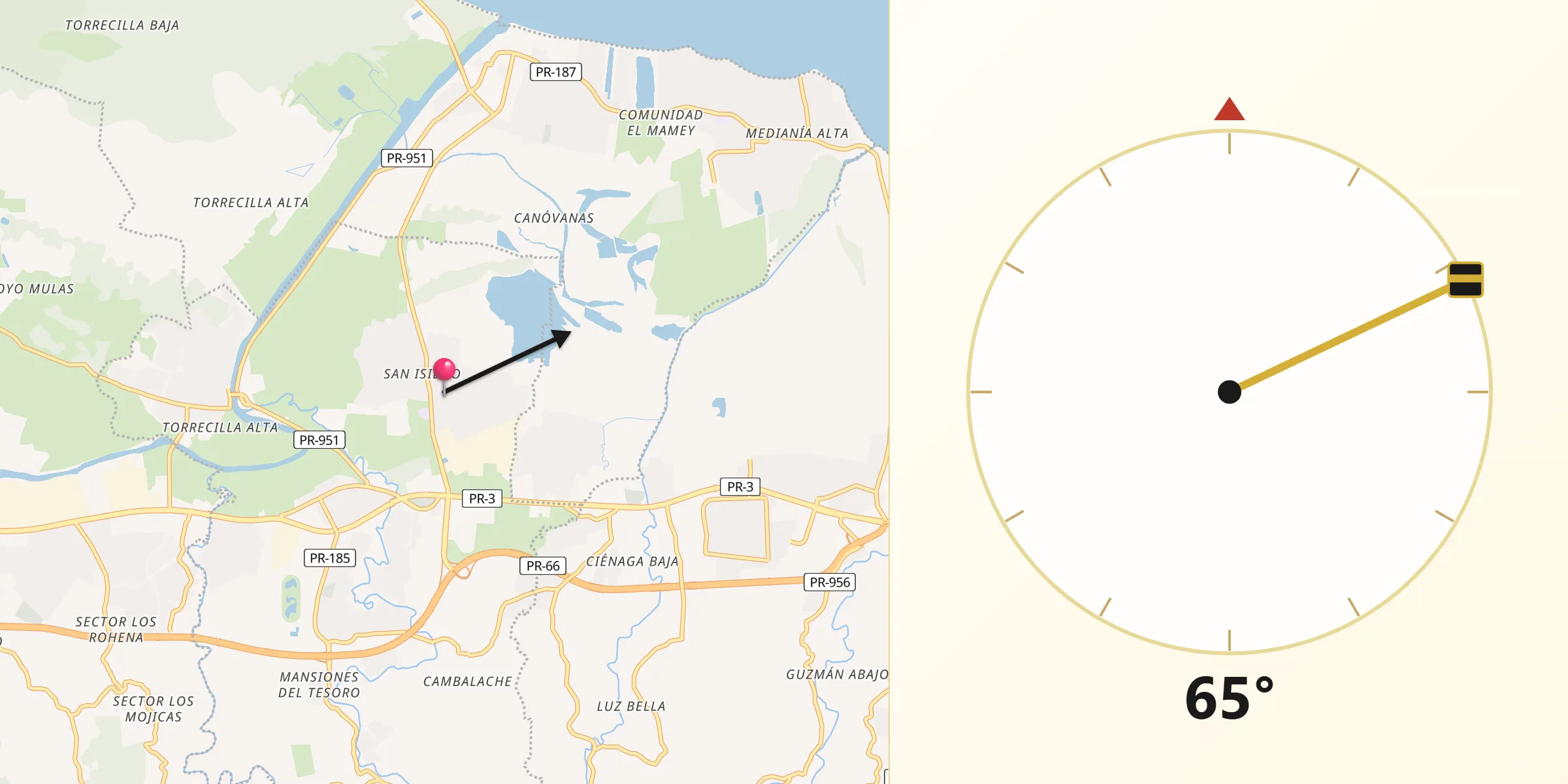 Qibla Direction from San Isidro
