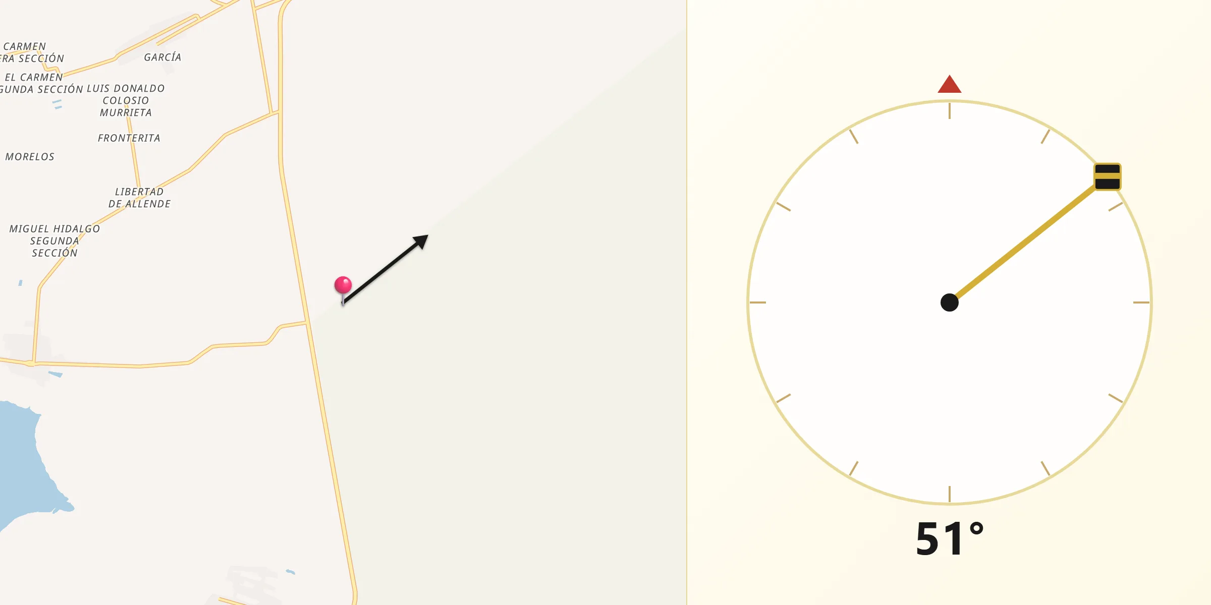 Dirección de la Qibla desde Álvaro Obregón 2da. Sección (El Lechugal)