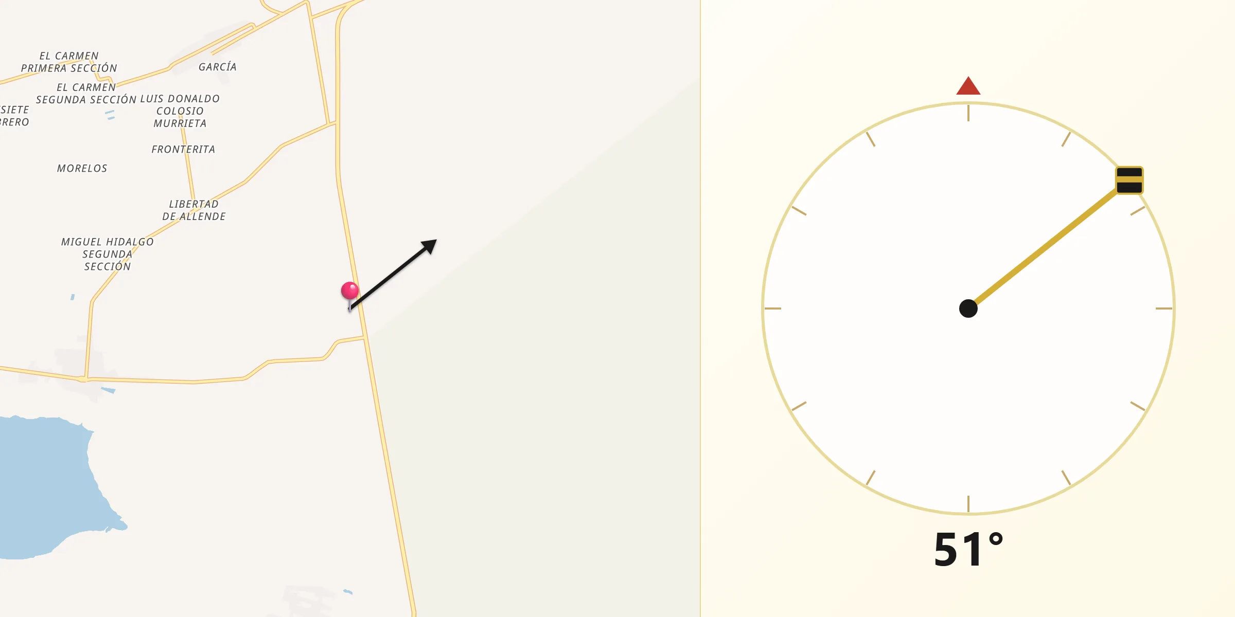 Dirección de la Qibla desde Álvaro Obregón (Santa Cruz)