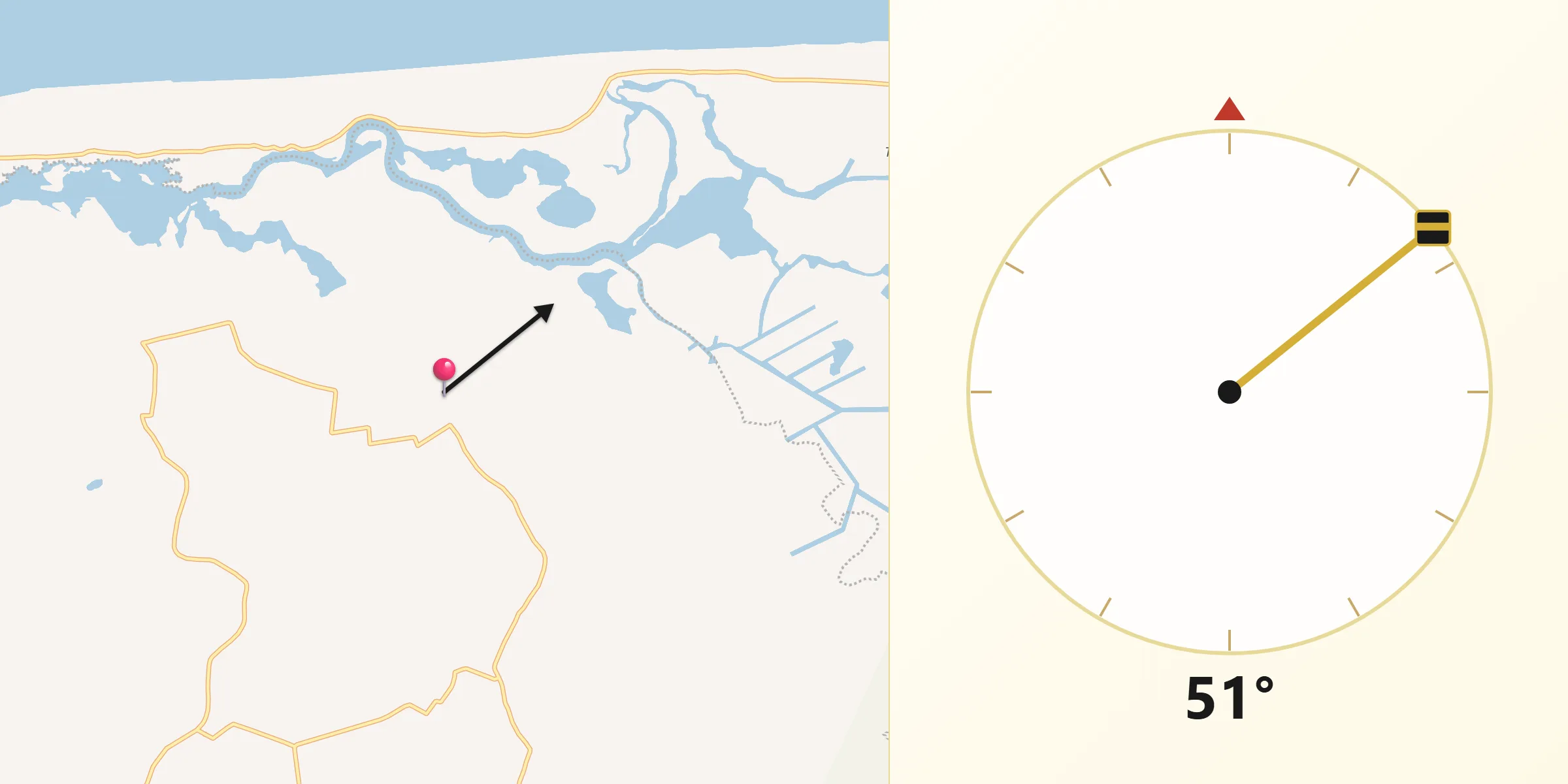 Dirección de la Qibla desde Cocohital