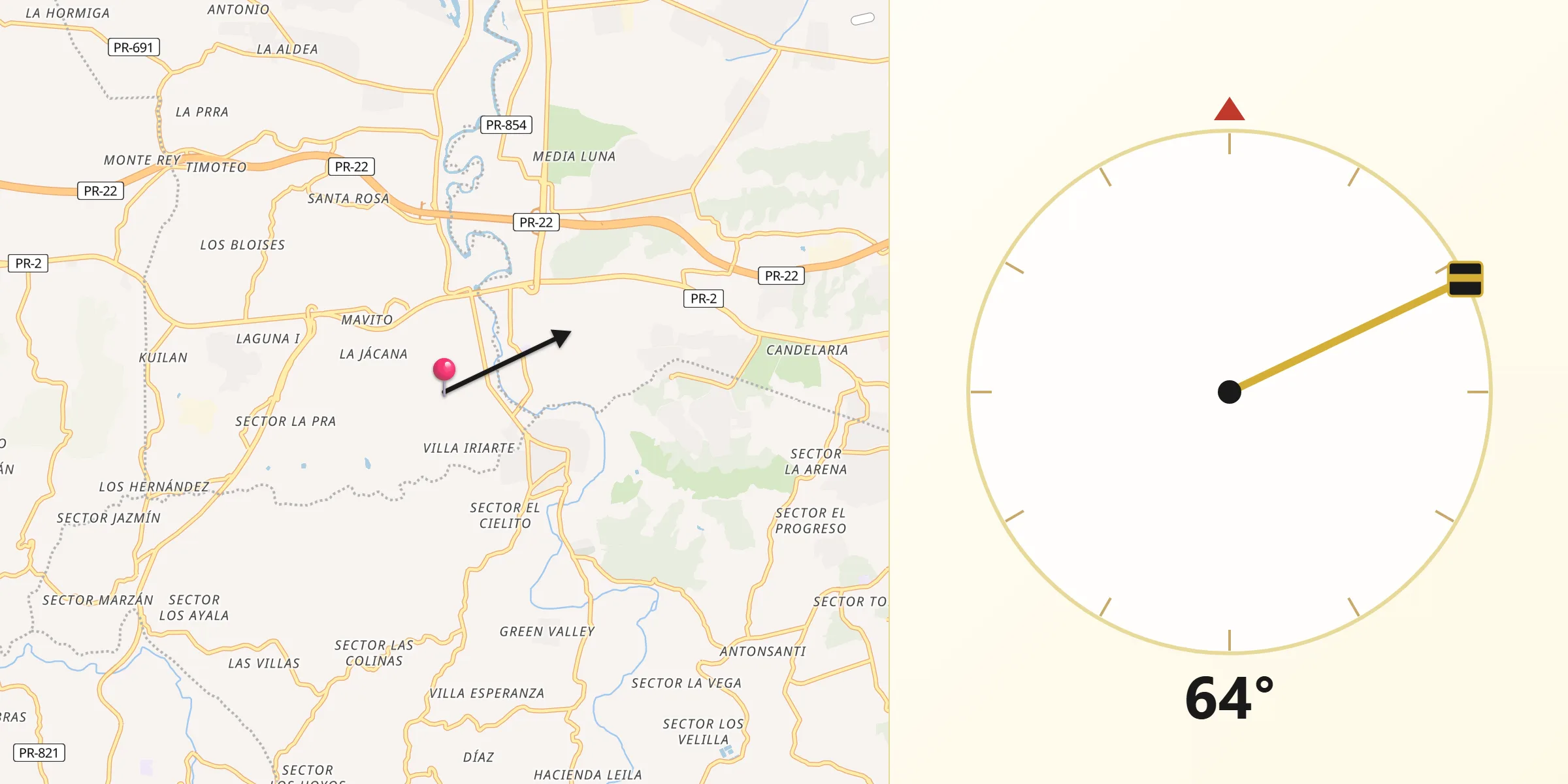 Qibla Direction from Rio Lajas
